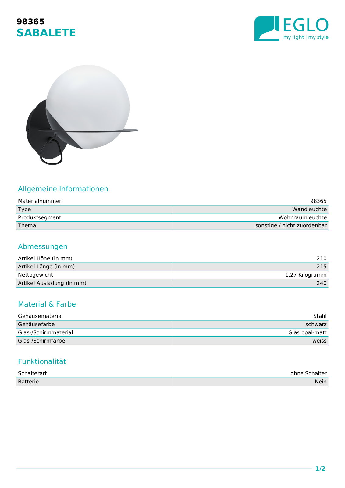 Eglo 98365 Service Manual