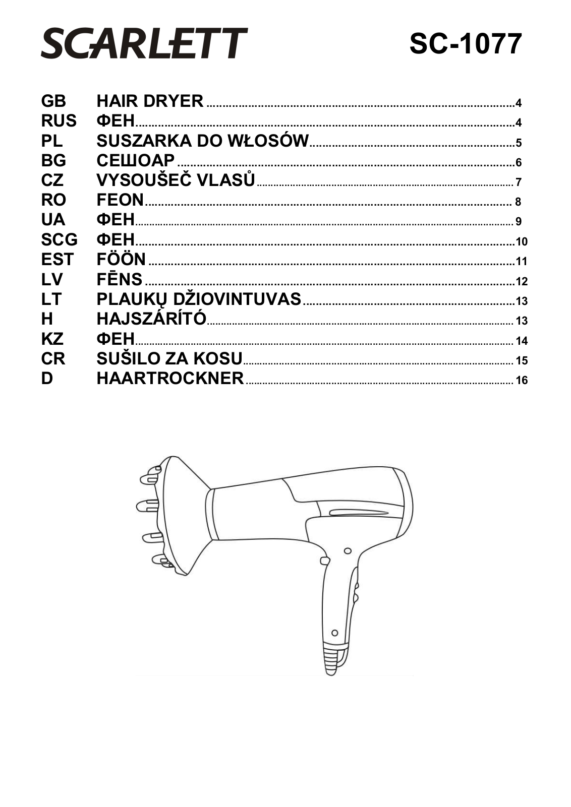 Scarlett SC-1077 User manual