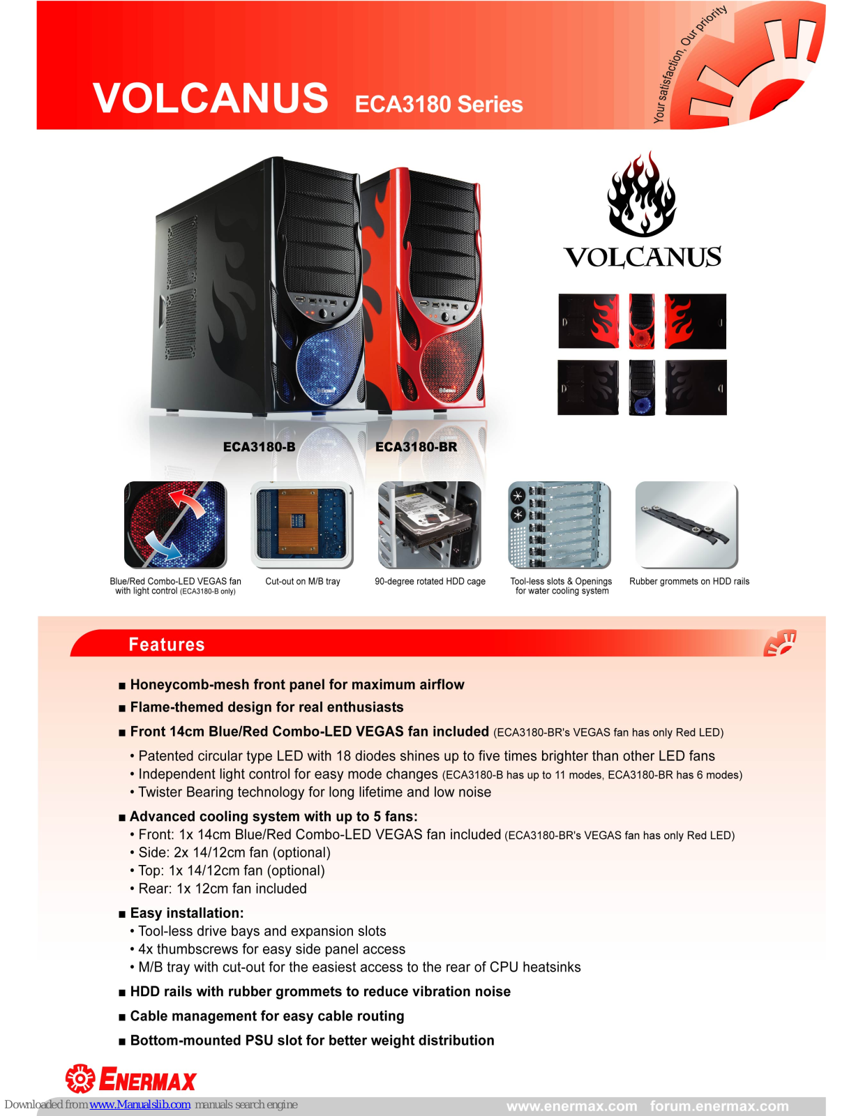 ENERMAX VOLCANUS, VOLCANUS ECA3180 Series, VOLCANUS ECA3180-B, VOLCANUS ECA3180-BR Datasheet