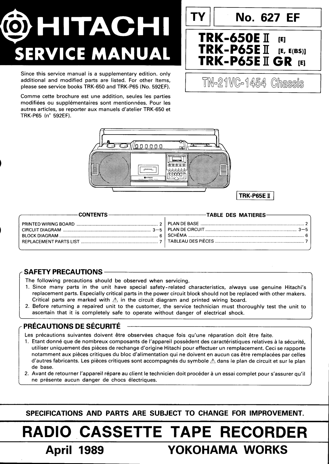 Hitachi TRK-650-E-Mk2 Service Manual