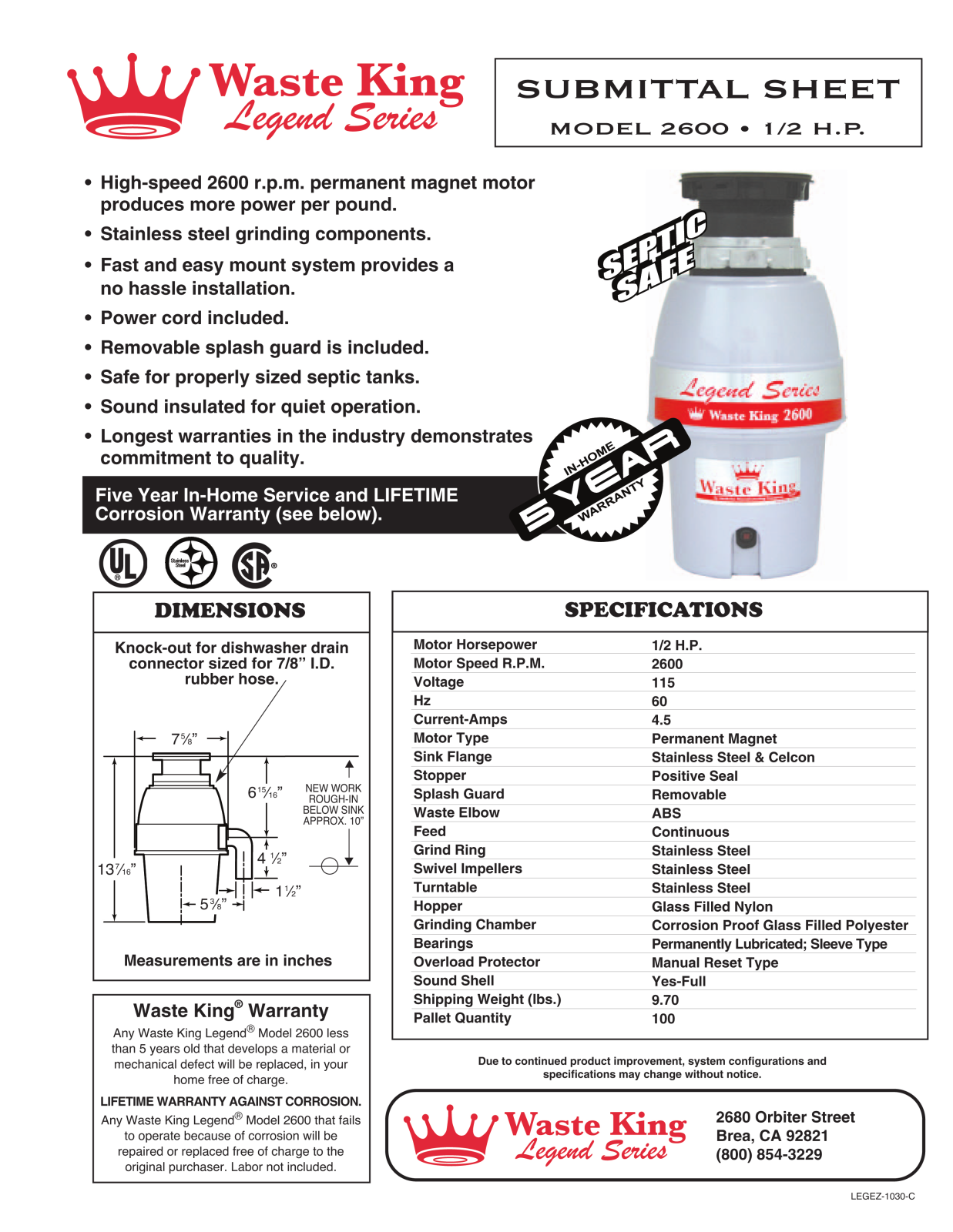 Waste King 2600 User Manual