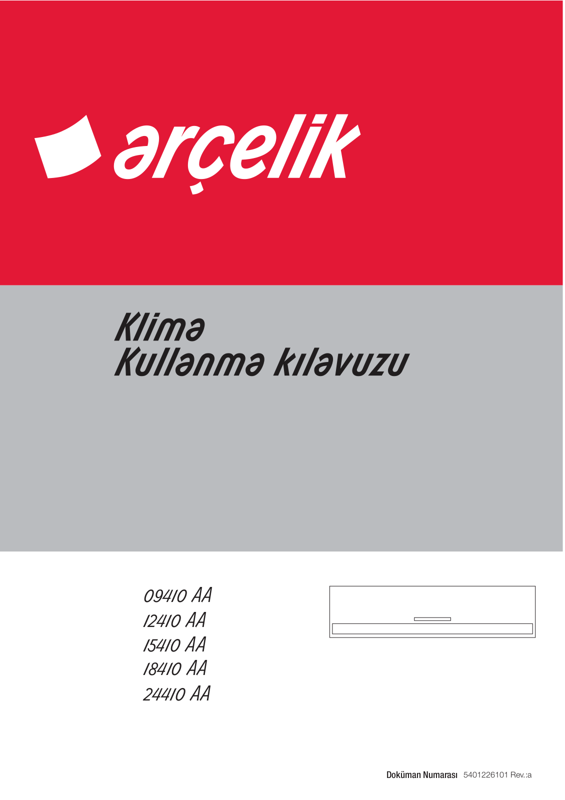 Arçelik 09410 AA, 12410 AA, 15410 AA, 18410 AA, 24410 AA User manual