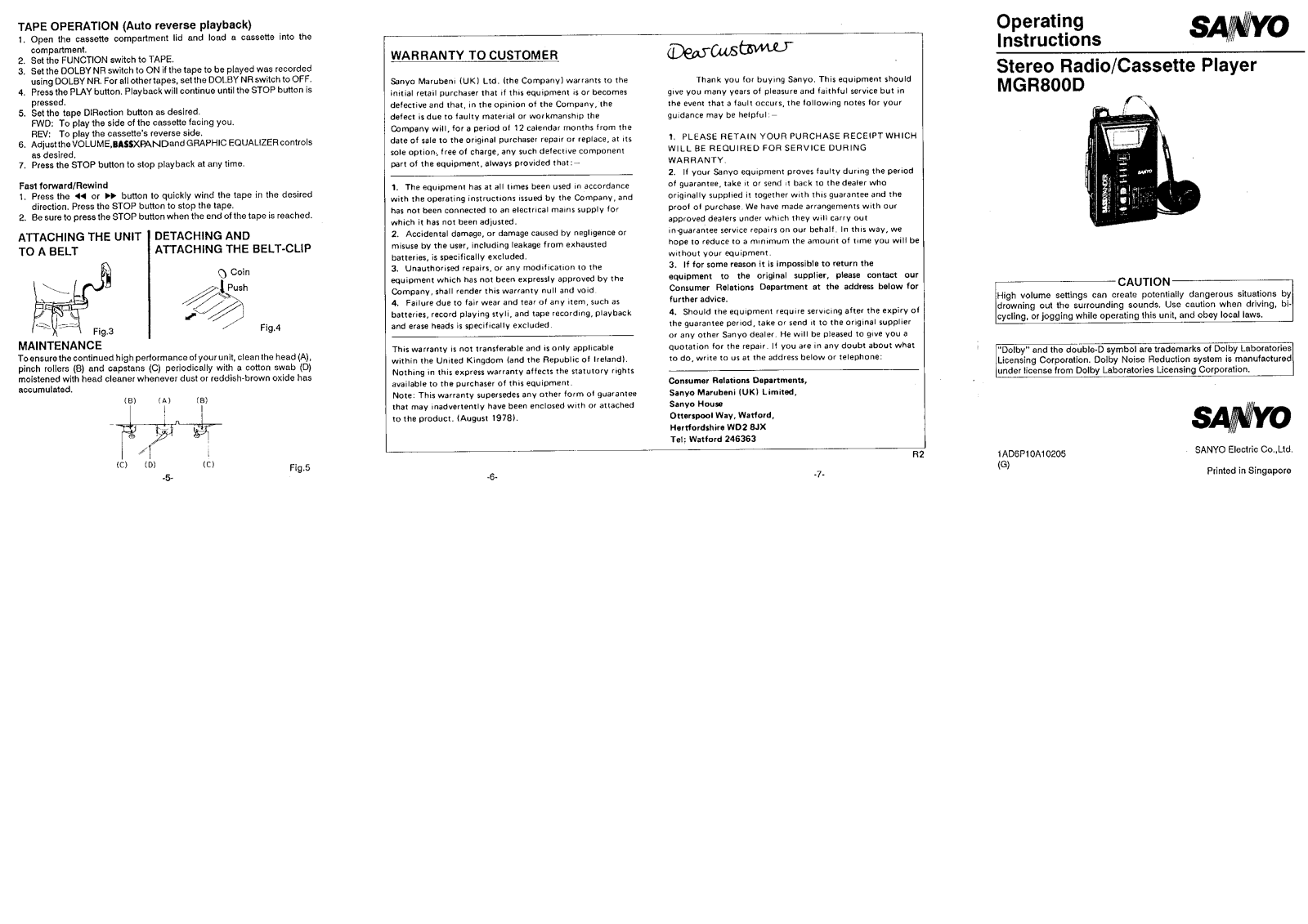 Sanyo MGR800D Instruction Manual