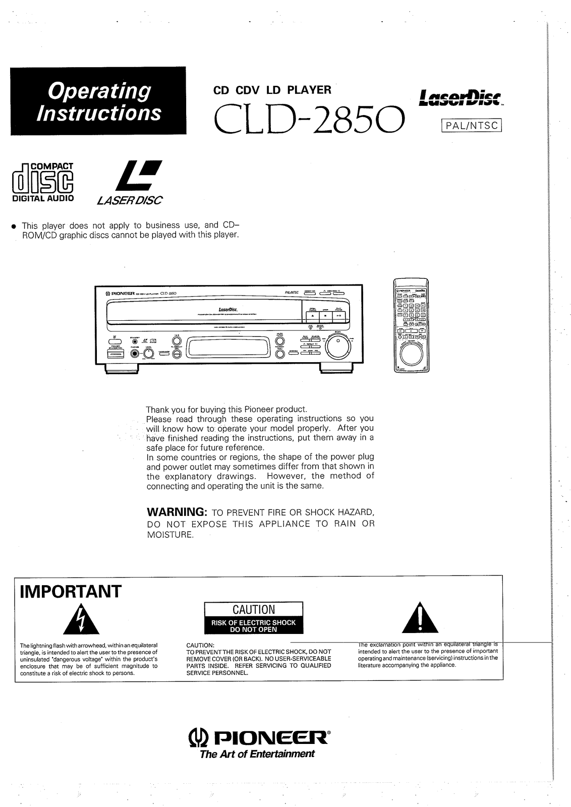 PIONEER CLD-2850 User Manual
