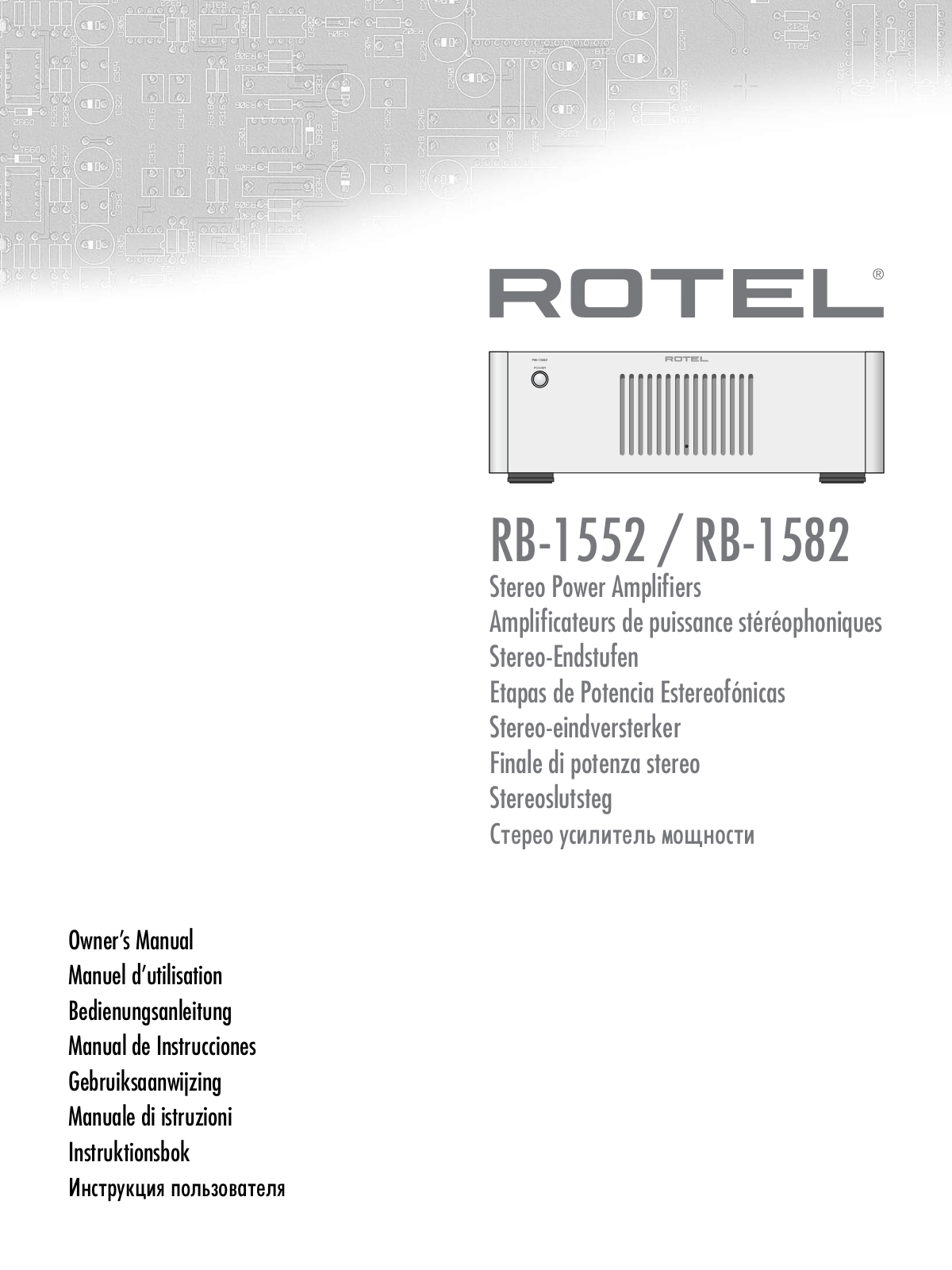 Rotel RB-1552 MKII Owners Manual