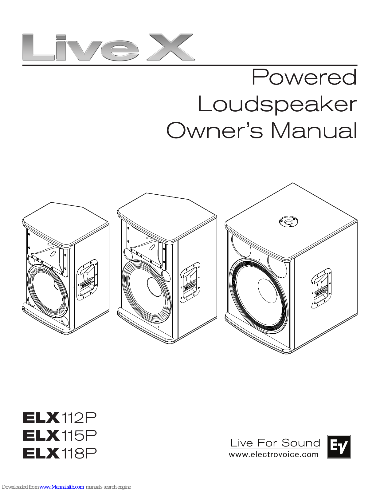 Electro-Voice ELX112P, ELX115P, ELX118P, Live X ELX112P, Live X ELX115P Owner's Manual