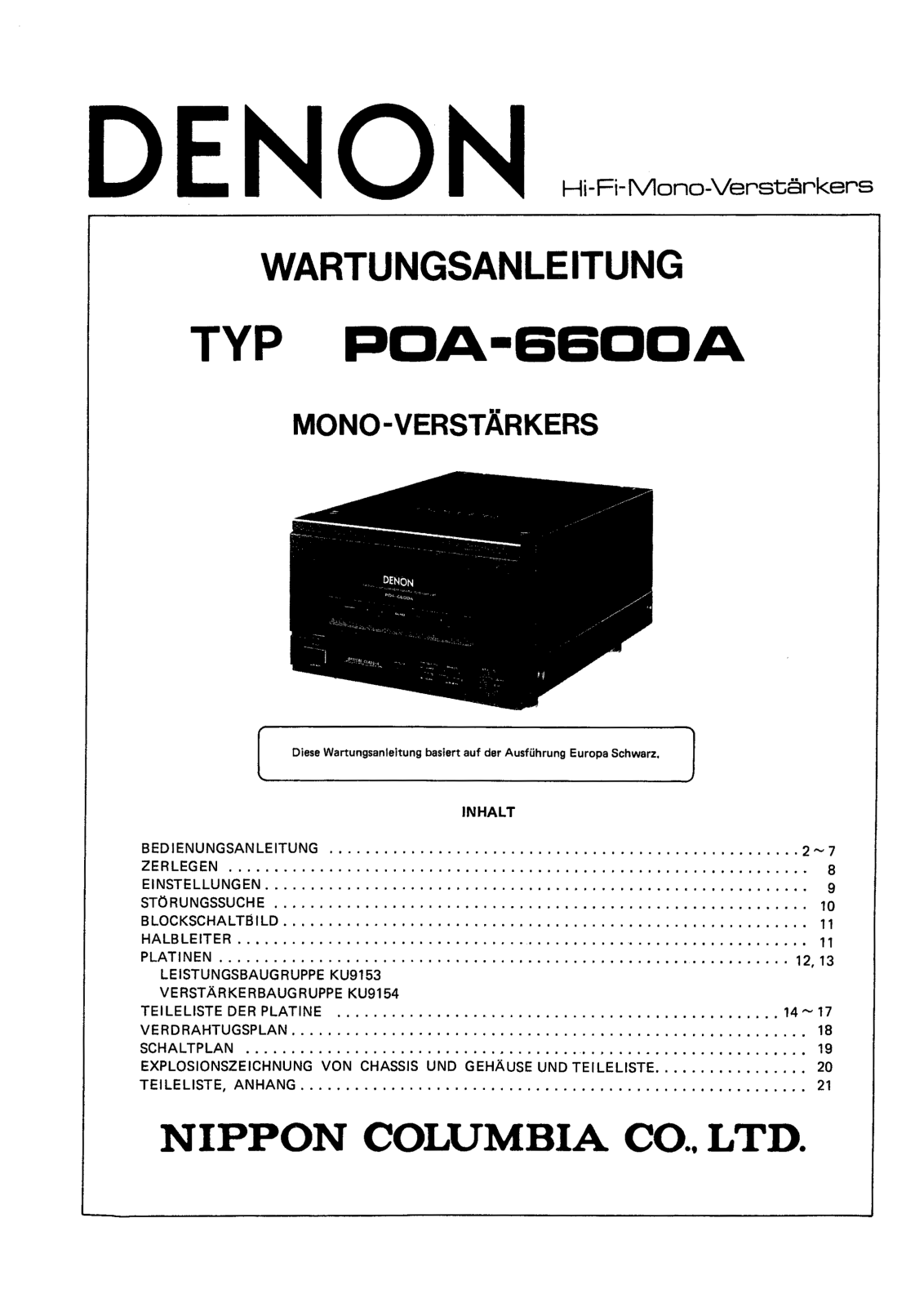 Denon POA-6600A Service Manual