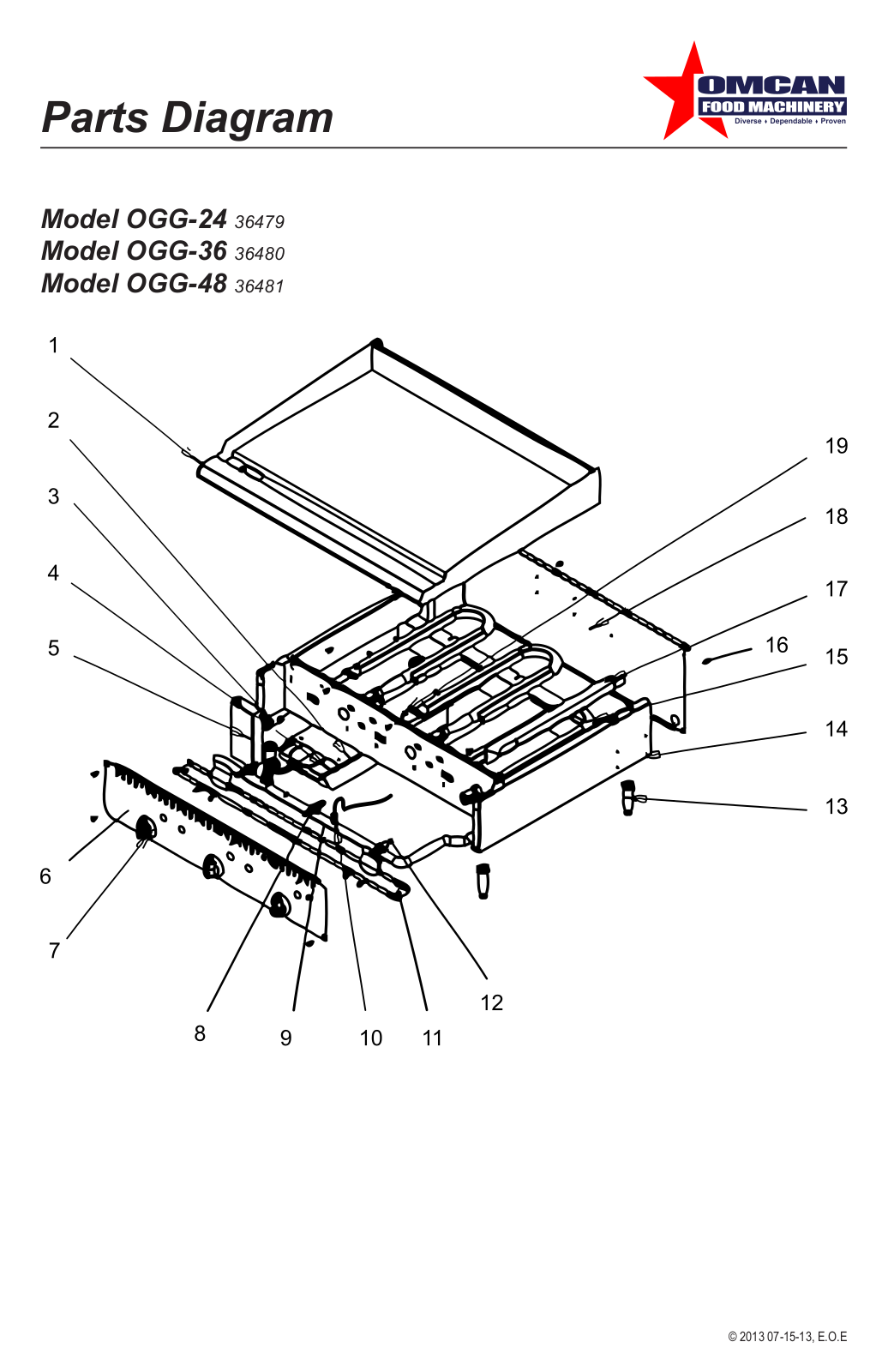 Omcan Food Machinery OGG-24 Parts List