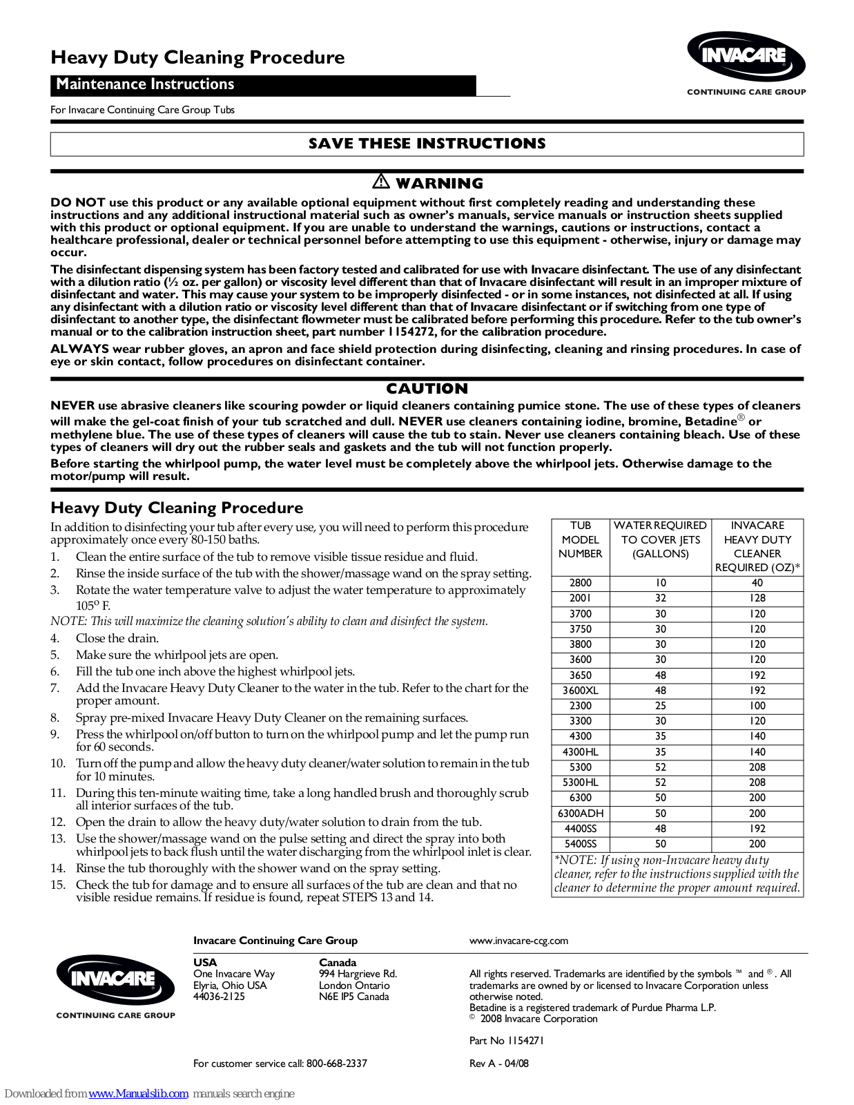 Invacare 2300, 2800, 3300, 3700, 4300 Maintenance Instructions Manual