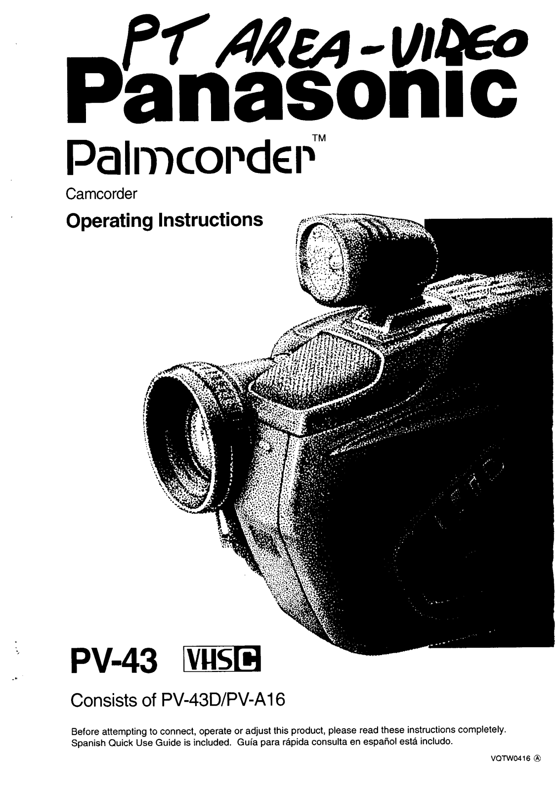 Panasonic PV-43 Operation Manual