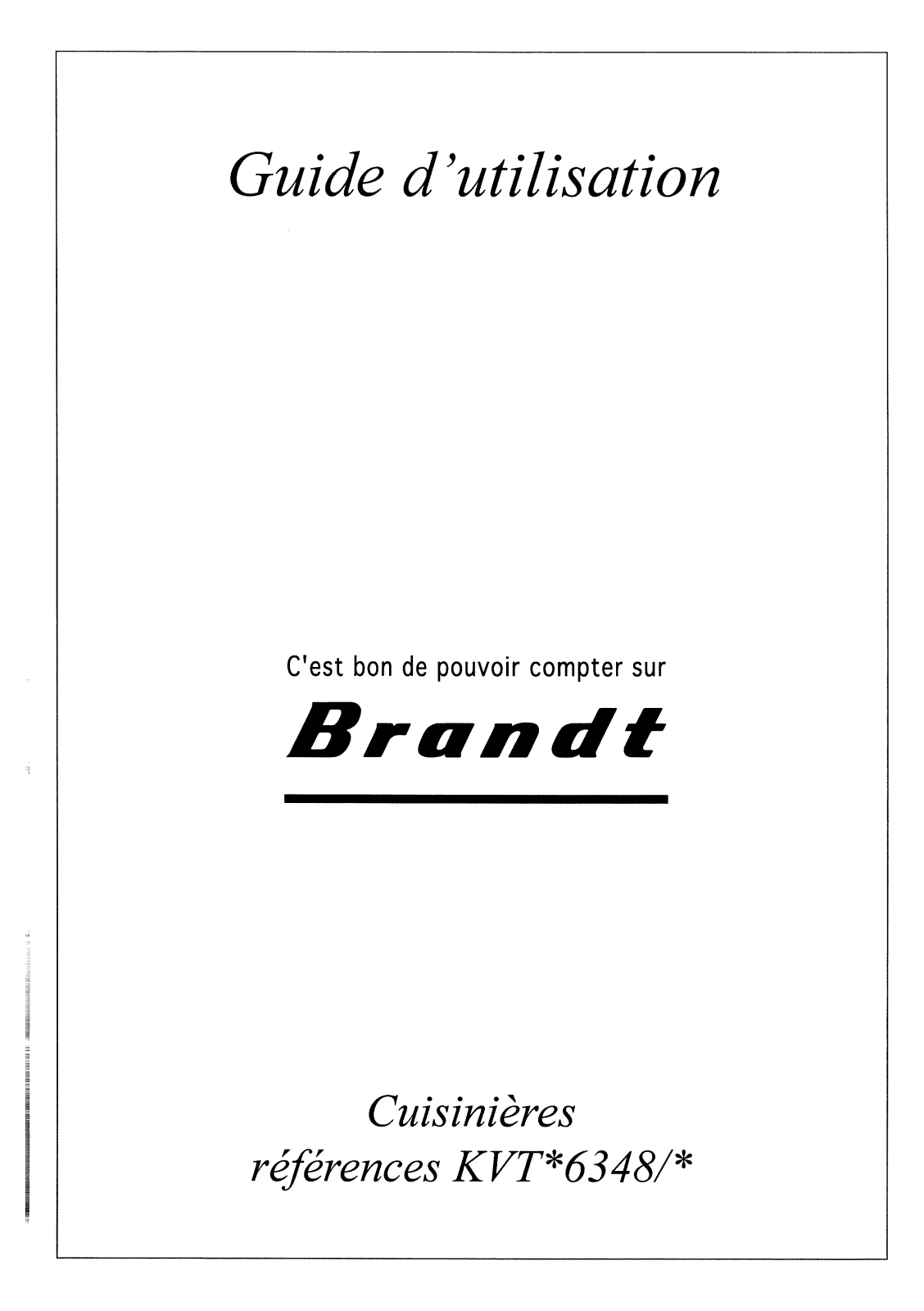 BRANDT KVTB6348 User Manual