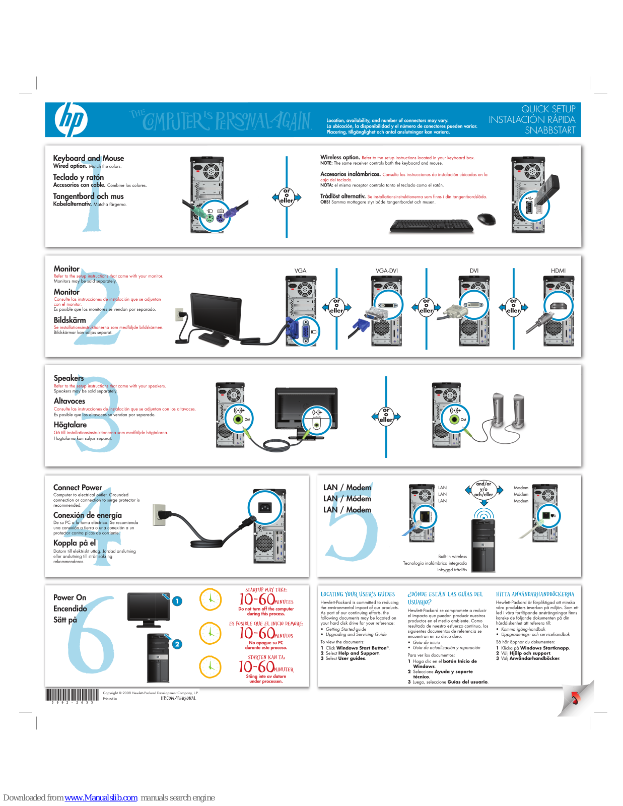 HP Pavilion Elite m9060n, Pavilion Elite M9080n Quick Setup Manual