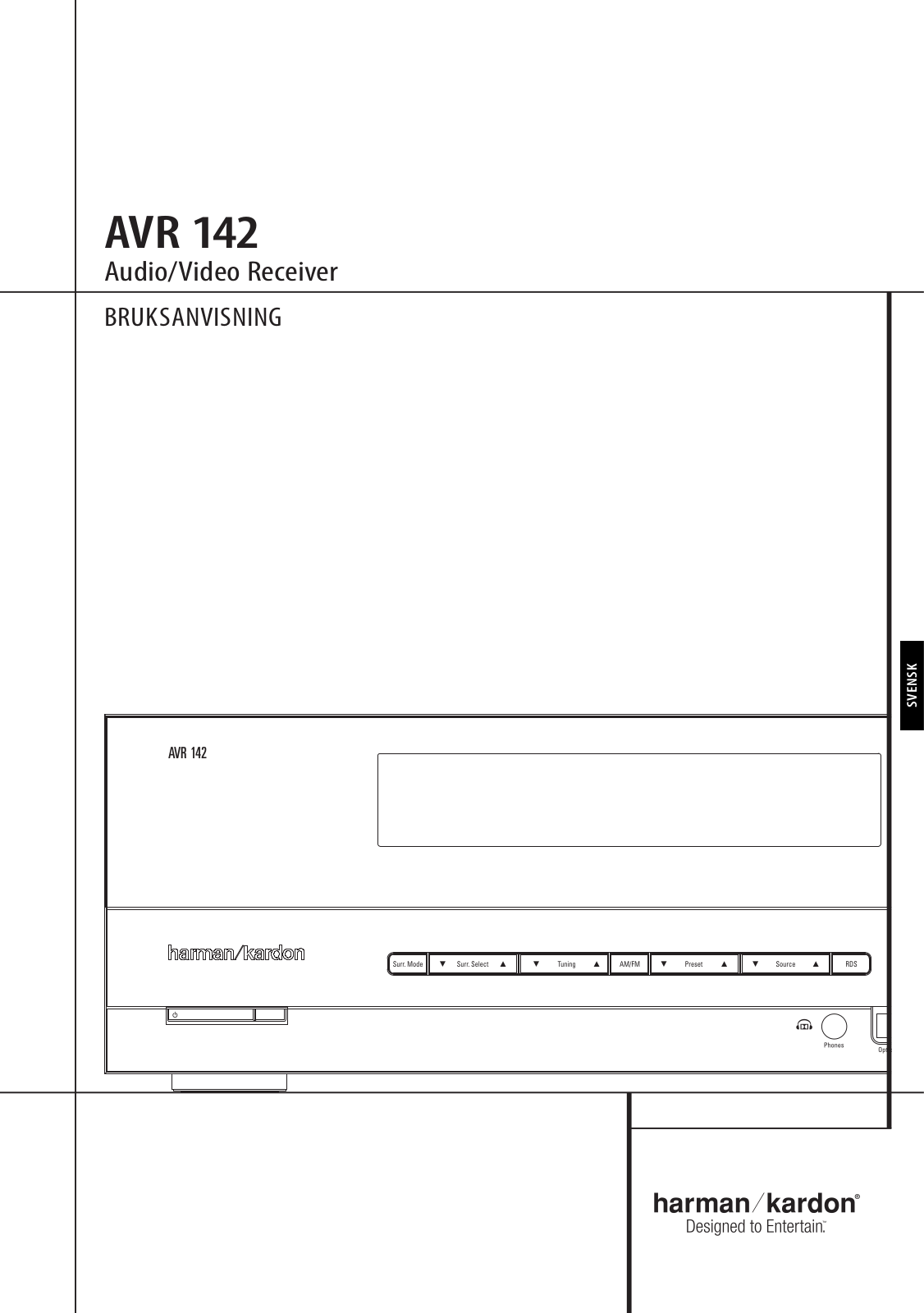 Harman kardon AVR 142 User Manual