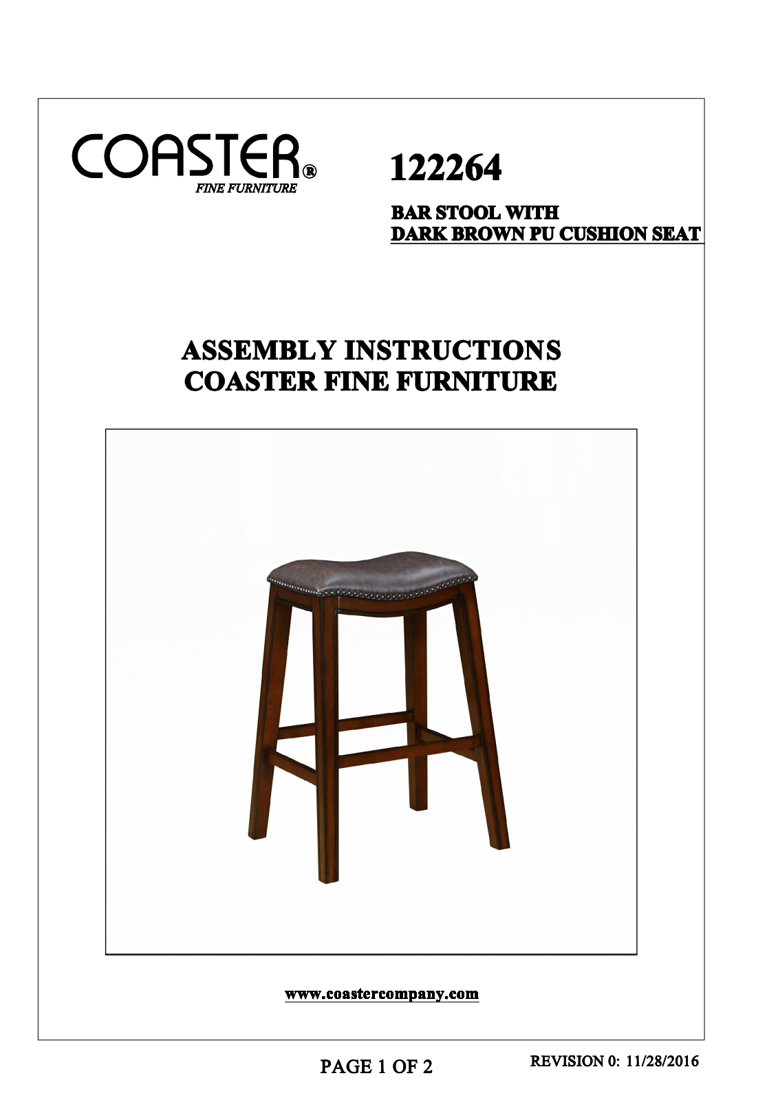 Coaster 122264 Assembly Guide