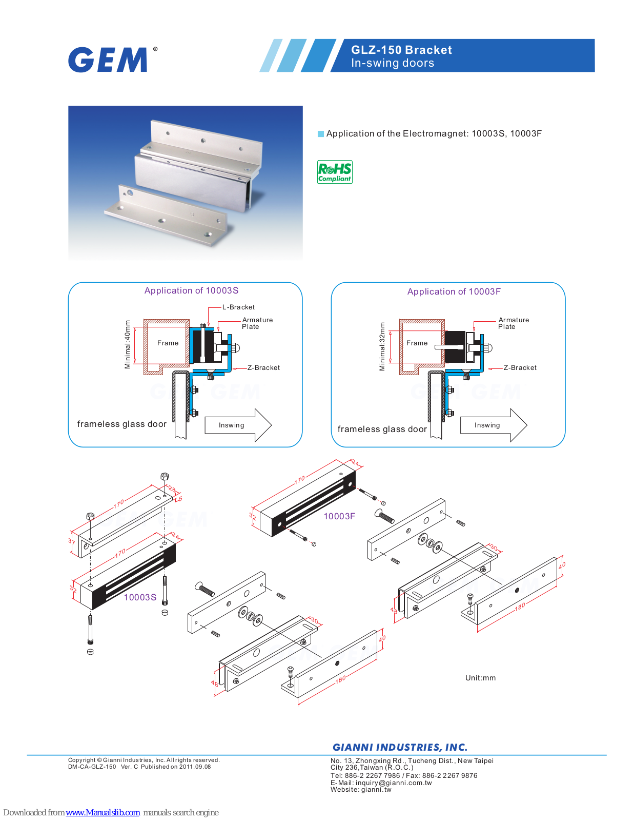 GEM GLZ-150 Specification Sheet - ManualMachine.com