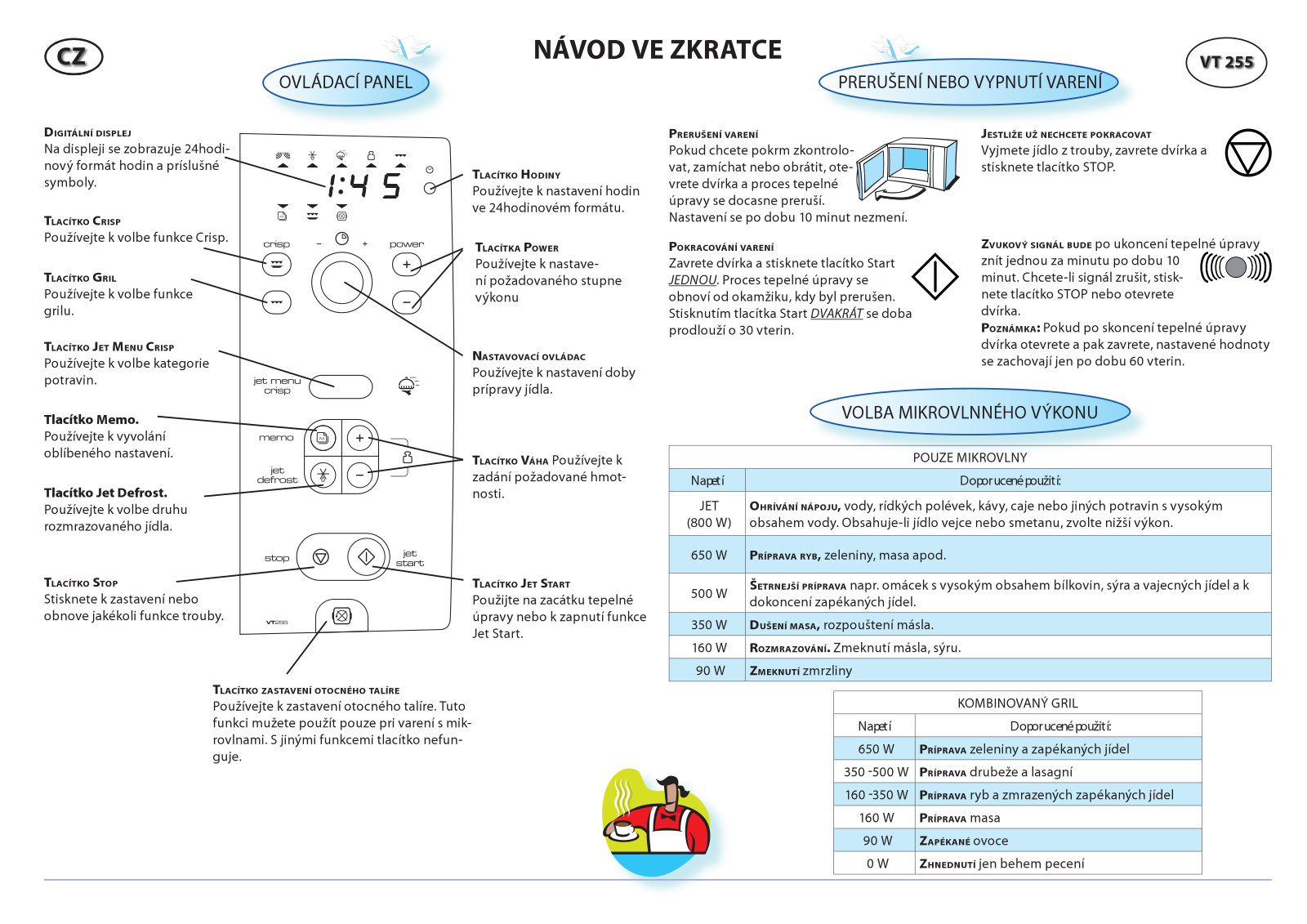 Whirlpool VT 255/WH Quick reference guide