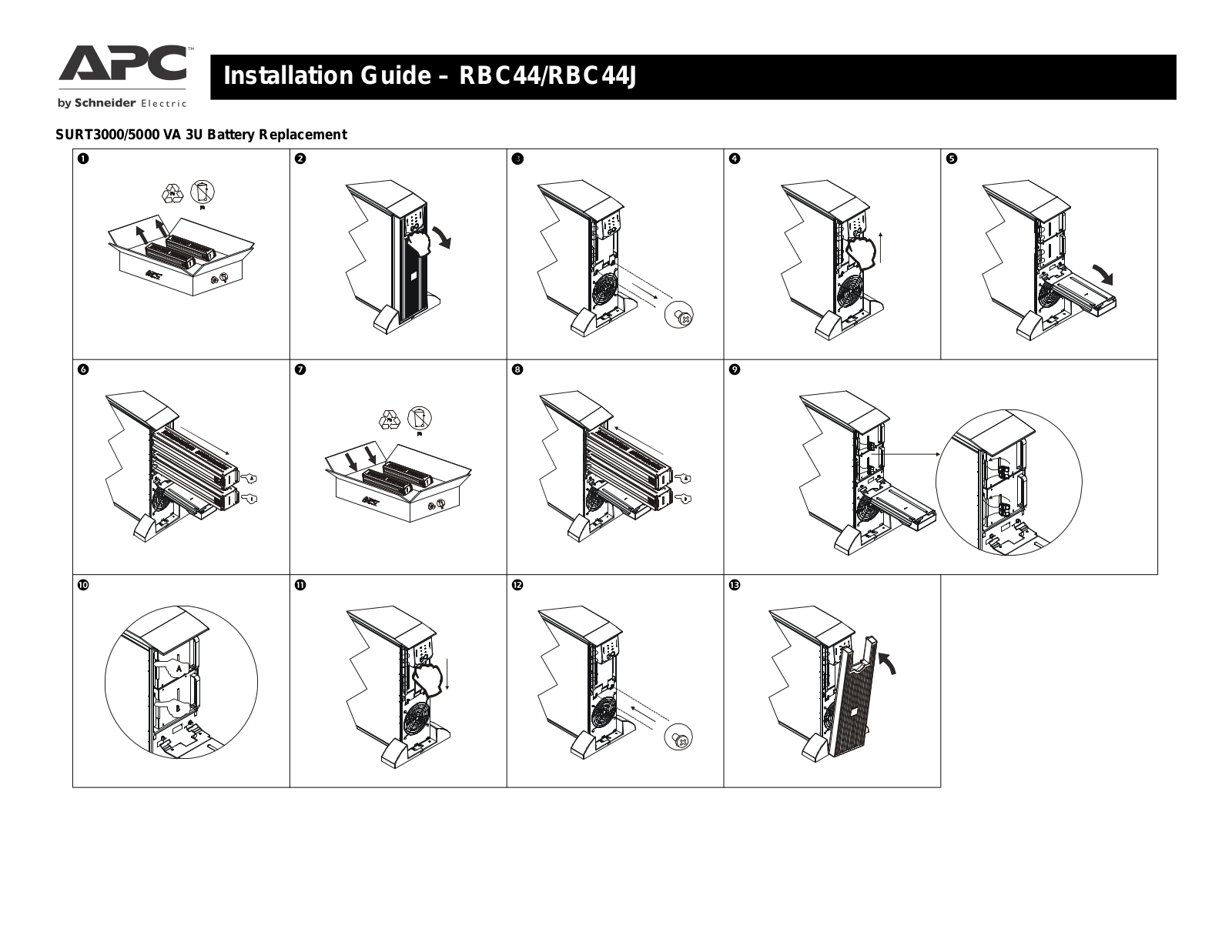 APC SURT192XLBP, SURT5000 VA 3U, SURT1000 VA 6U, RBC44, RBC44J User Manual