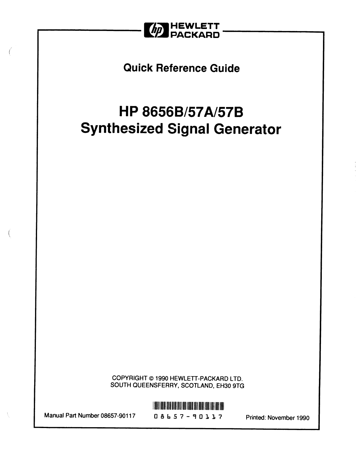 HP 8656b, 8657a, 8657b quick reference guide