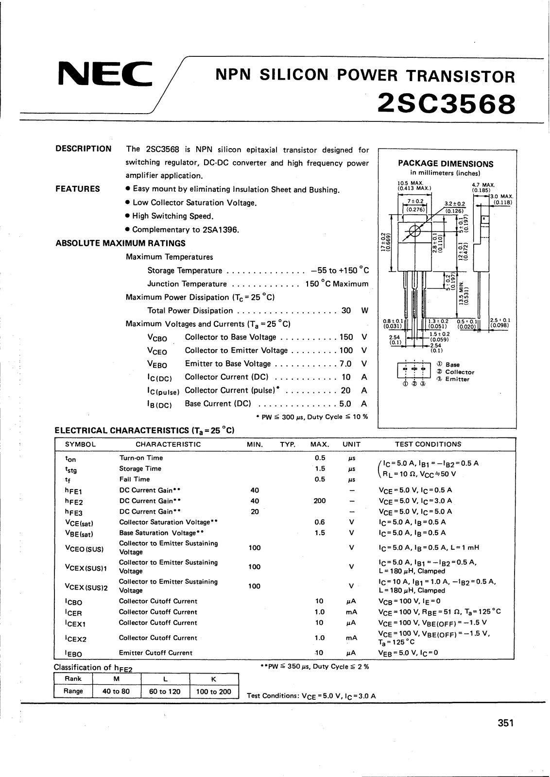 NEC 2SC3568 Datasheet