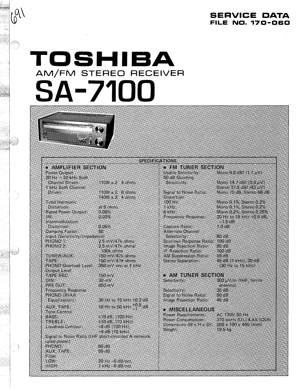 Toshiba SA-7100 Service manual