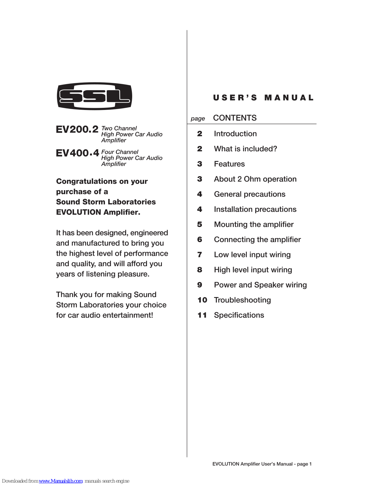 Evolution EV200.2, EV400.4 User Manual