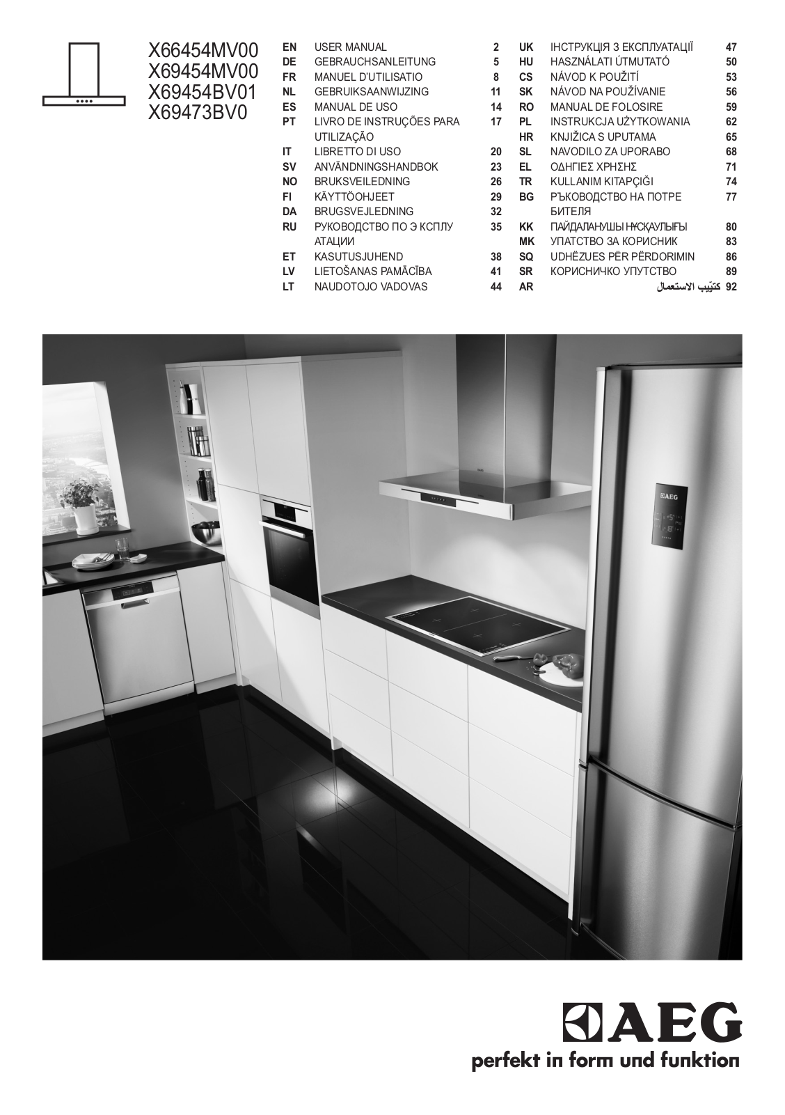 electrolux X66454MV00, X69454MV00, X69454BV01, X69473BV0 User Manual