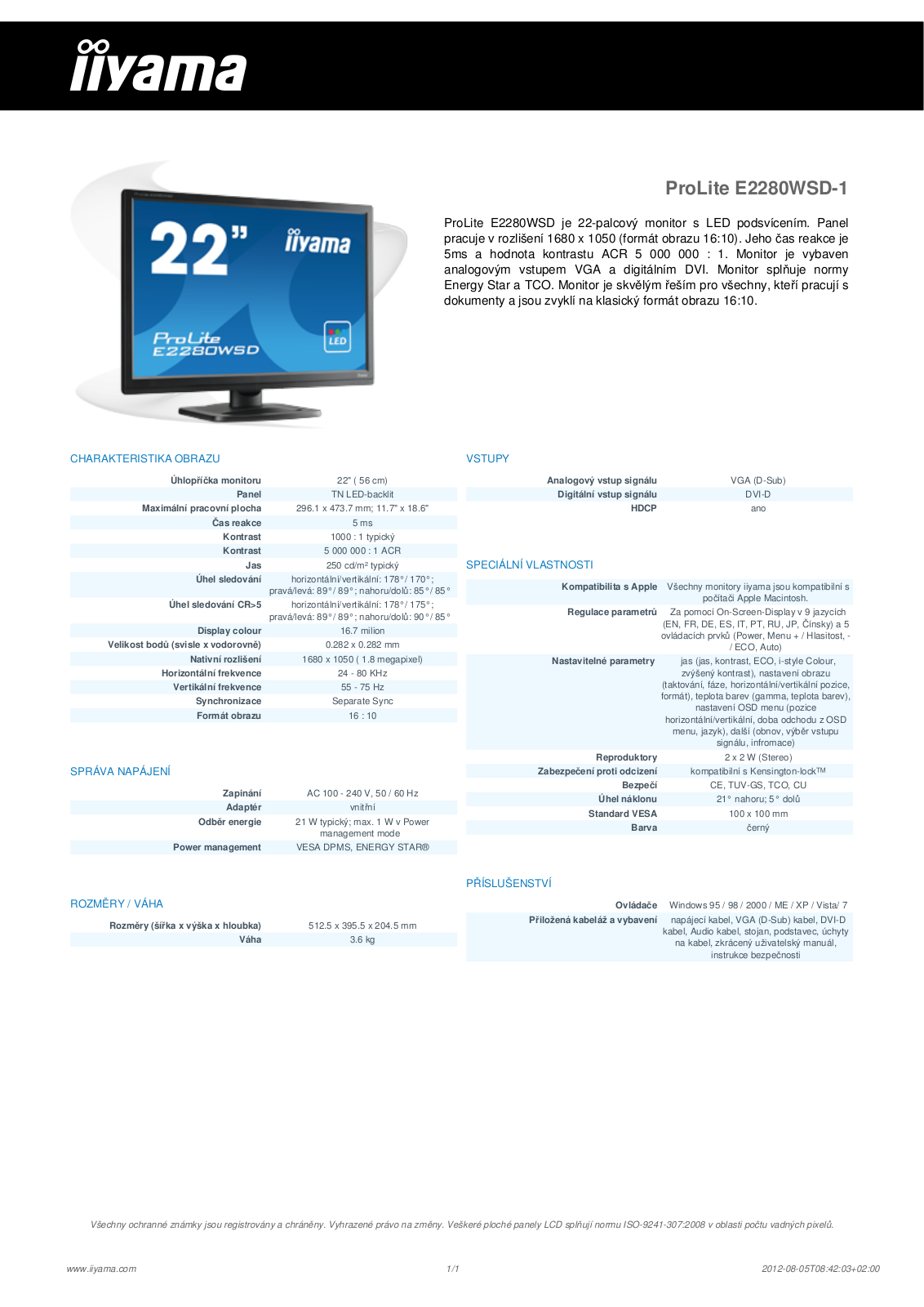 Iiyama PROLITE E2280WSD User Manual