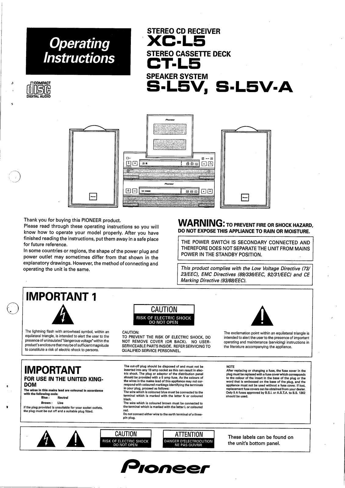 Pioneer CT-L5, S-L5V, S-L5V-A User Manual