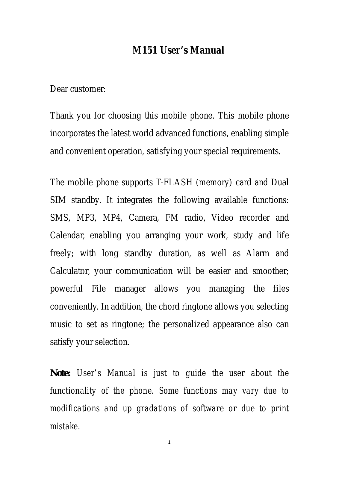 Sky Phone SKYPANDA User Manual