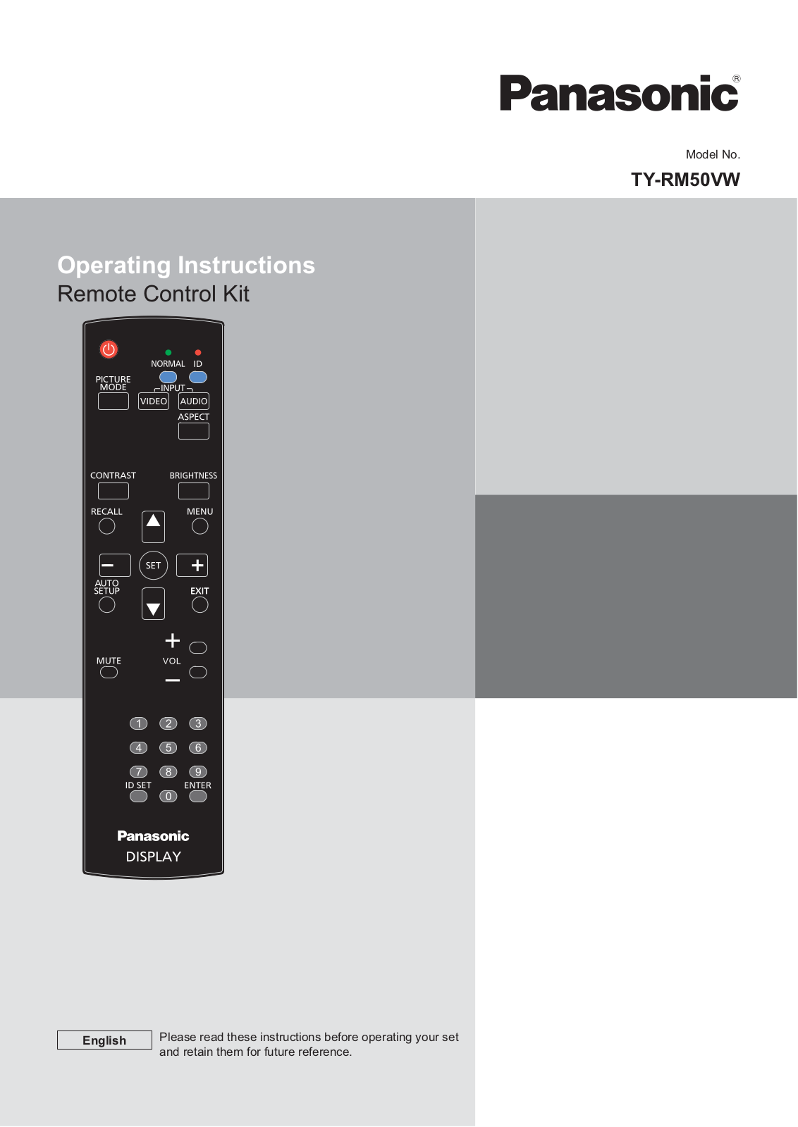 Panasonic TY-RM50VW Operating Instructions