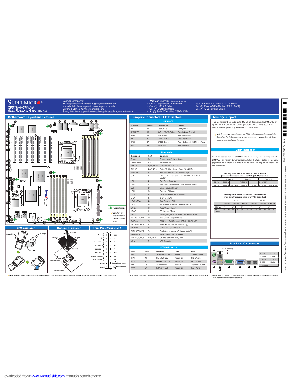 Supermicro X8DTH-6, X8DTH-6F, X8DTH-i, X8DTH-iF Quick Reference Manual - ManualMachine.com