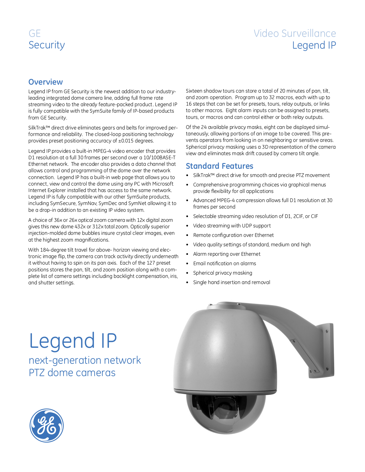 GE Security GEA-DE8-D36P-IP Specsheet - ManualMachine.com
