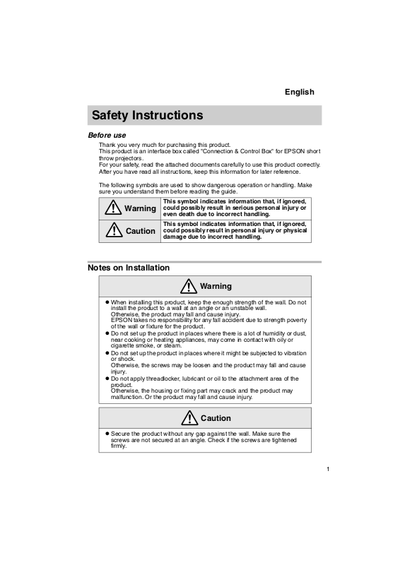 Epson ELPCB02 Notice