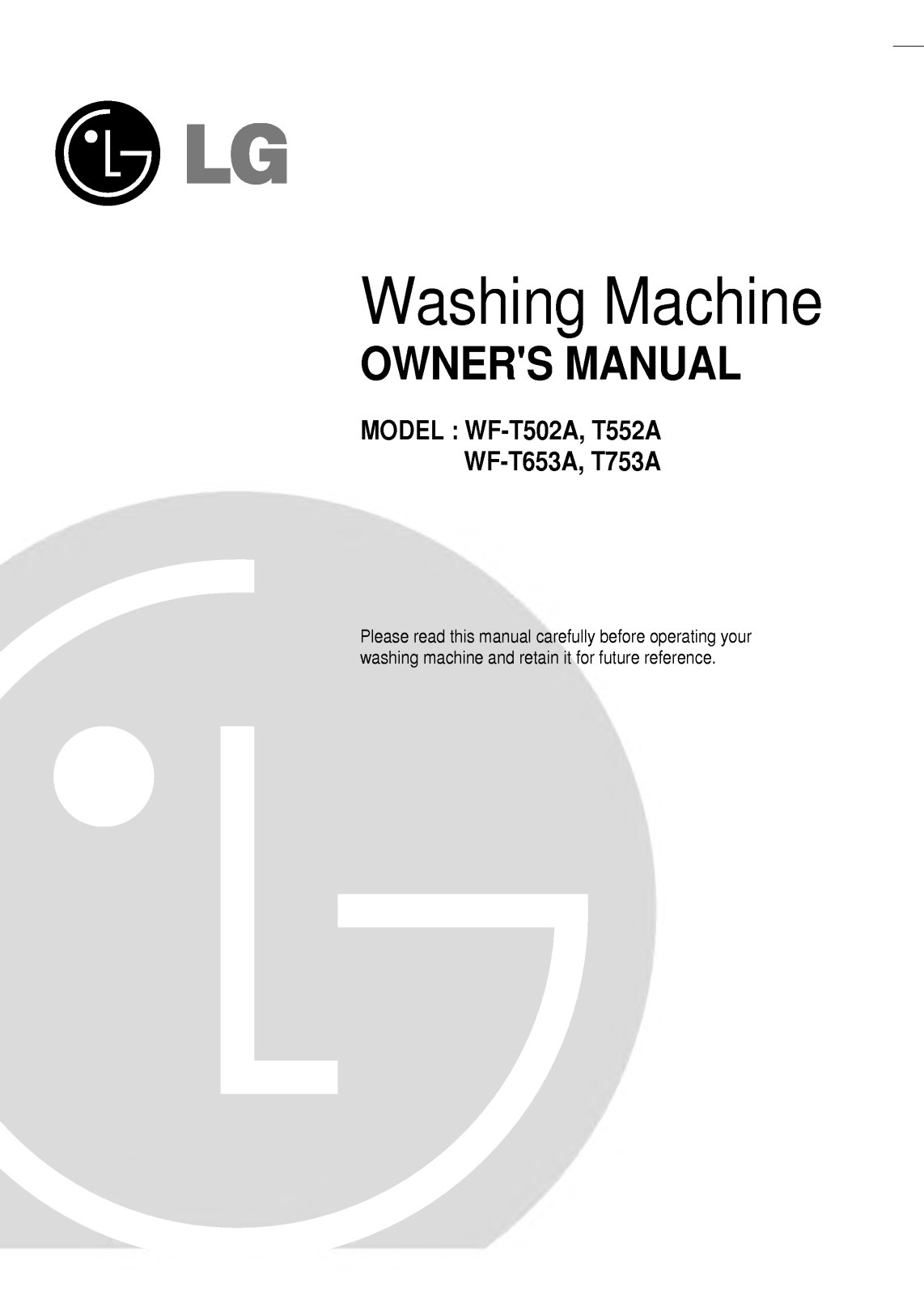 LG WF-T753A User Manual