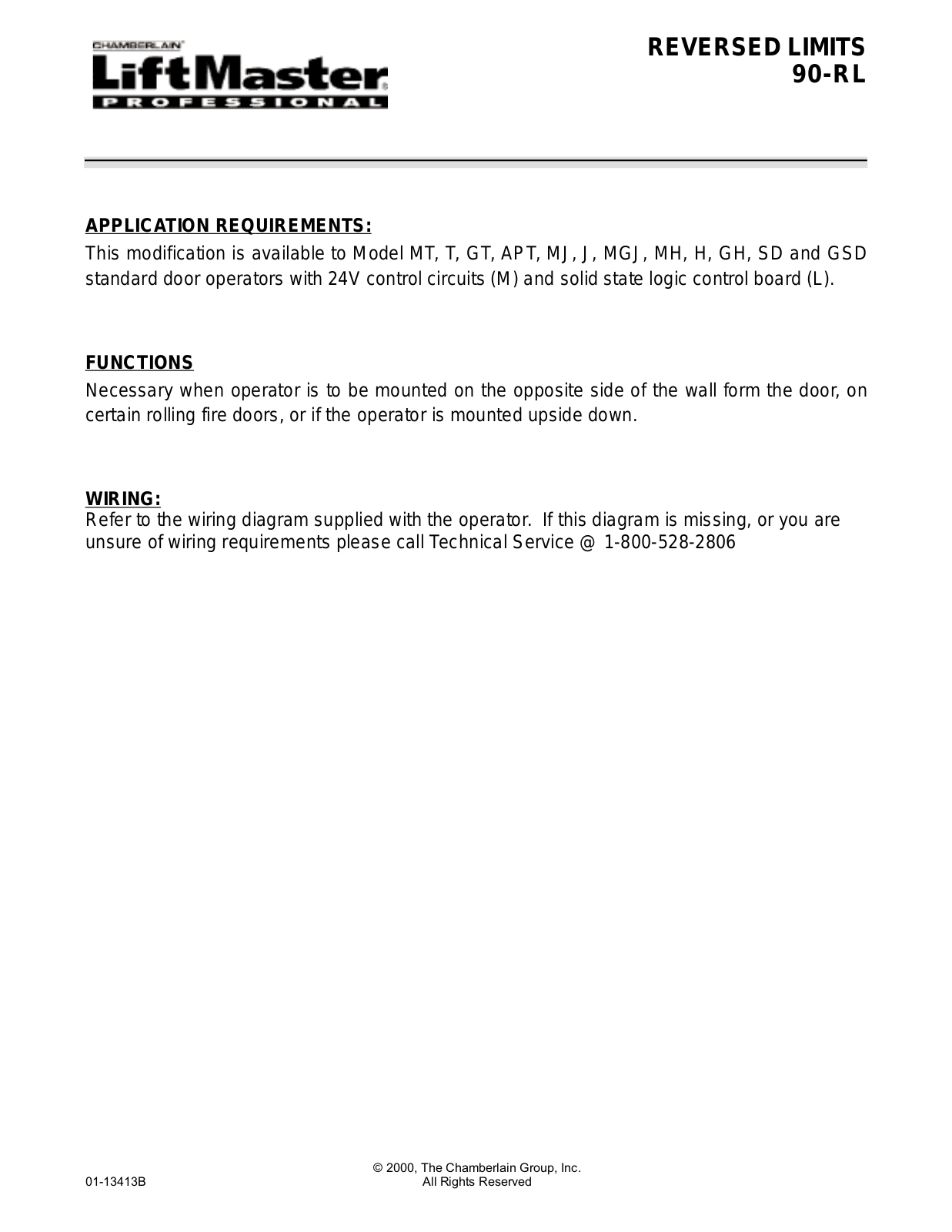 Lift-master 90 RL User Manual