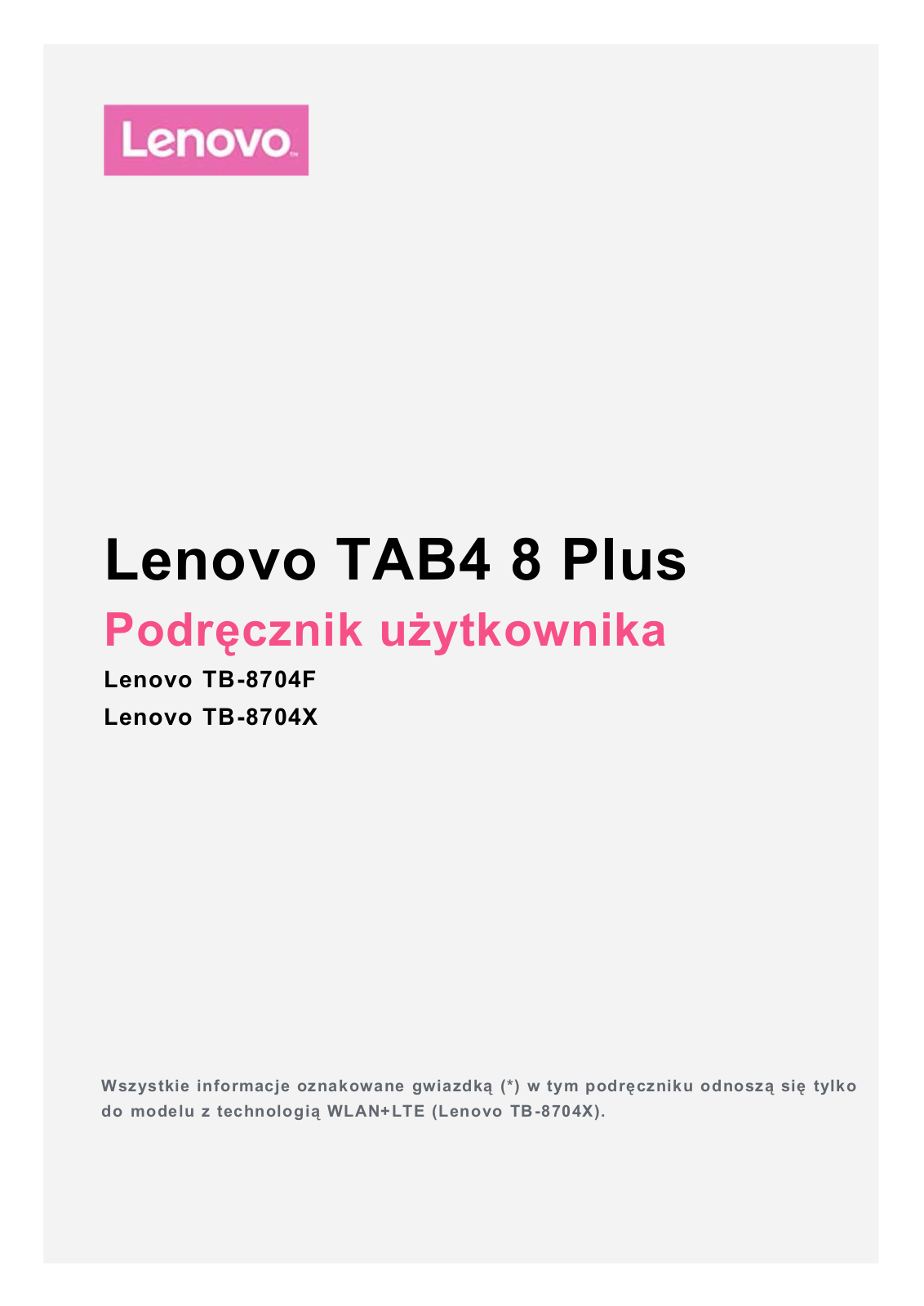 Lenovo TAB4 8 Plus User Guide