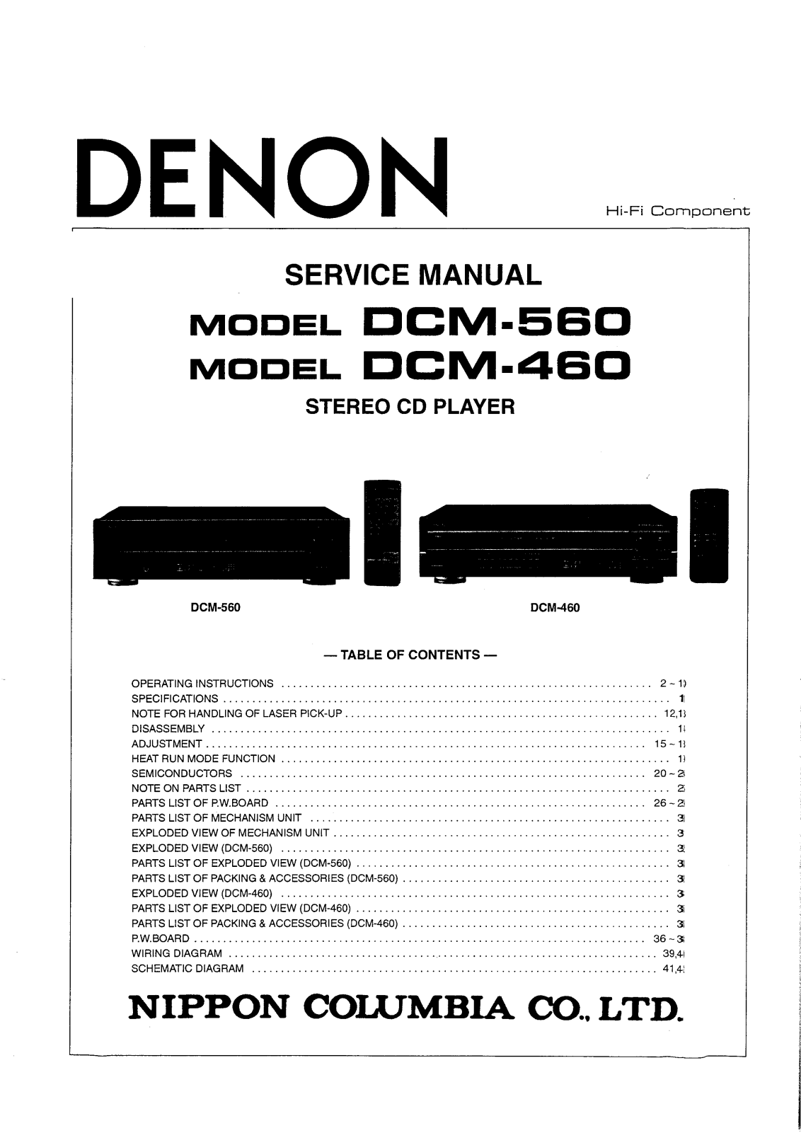 Denon DCM-460, DCD-560 Service Manual