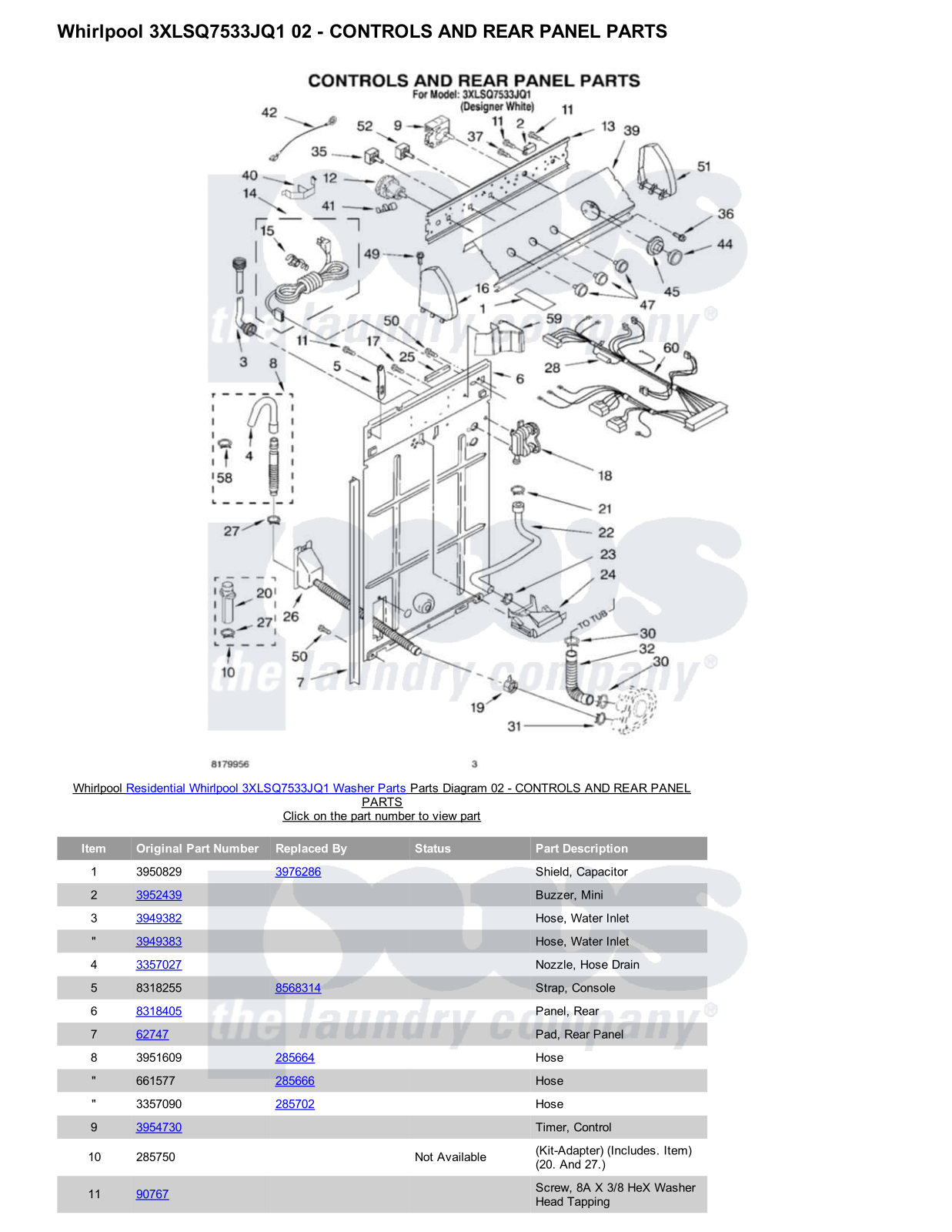 Whirlpool 3XLSQ7533JQ1 Parts Diagram