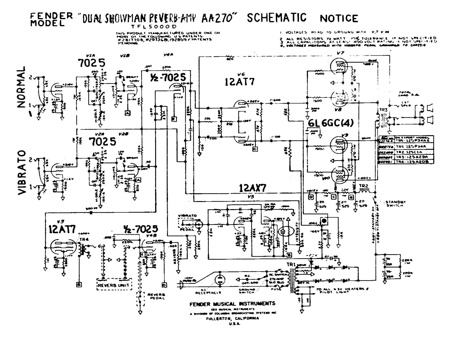 Fender Showman-AA270 Schematic