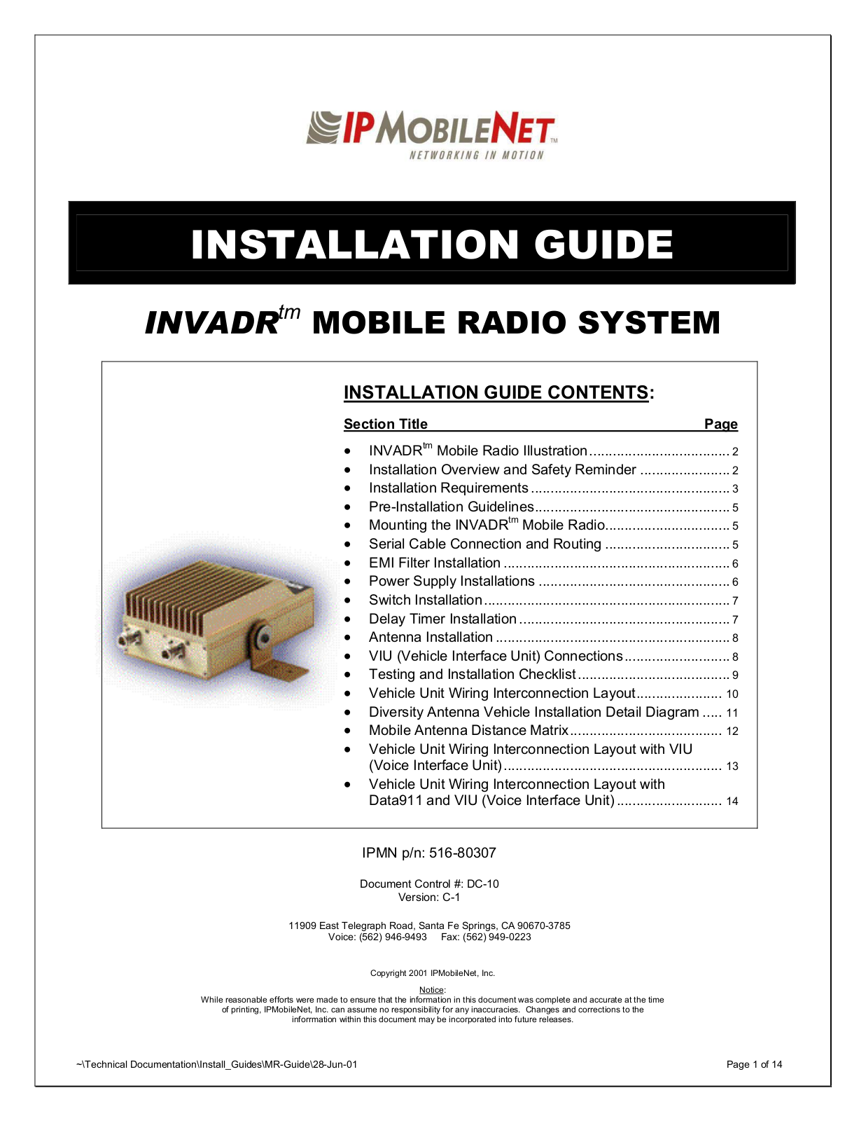 IP Mobilenet IPMNIP1 Installation Guiede