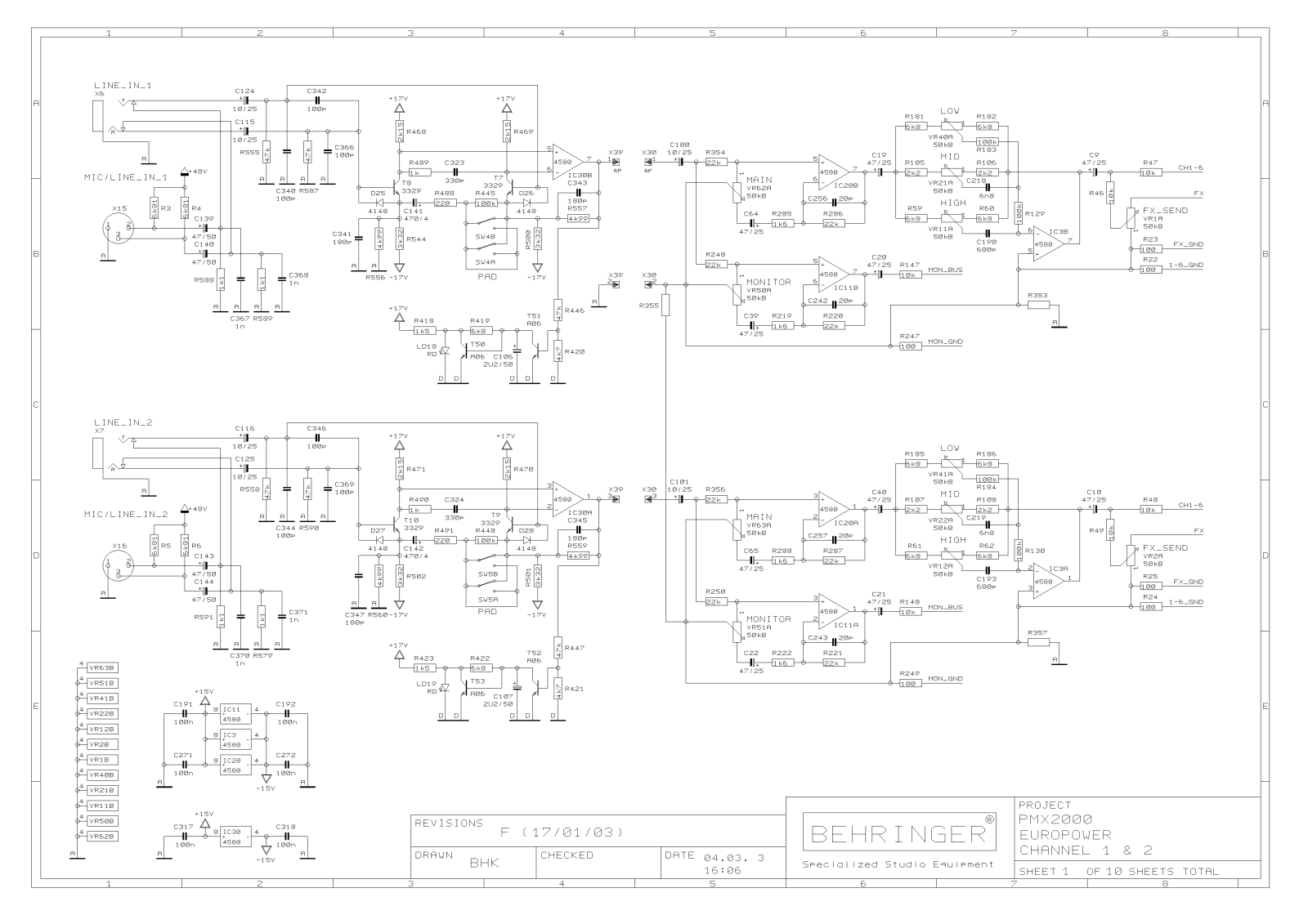 BEHRINGER PMX 2000 Diagram