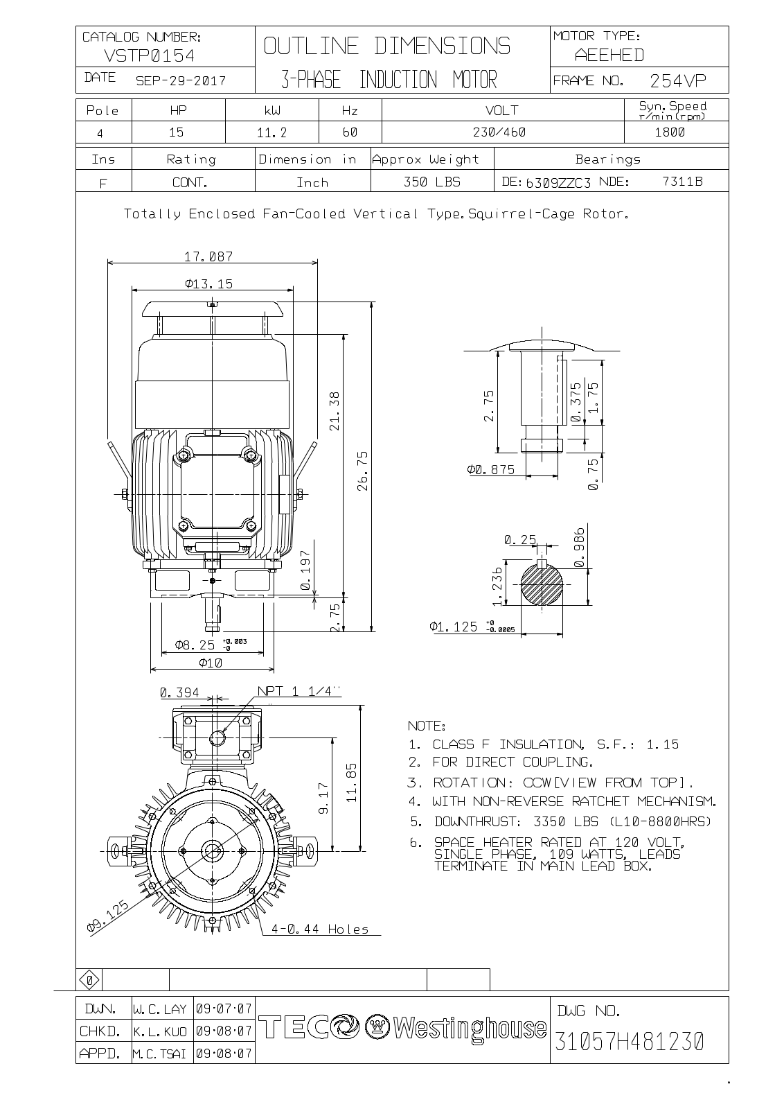 Teco VSTP0154 Reference Drawing