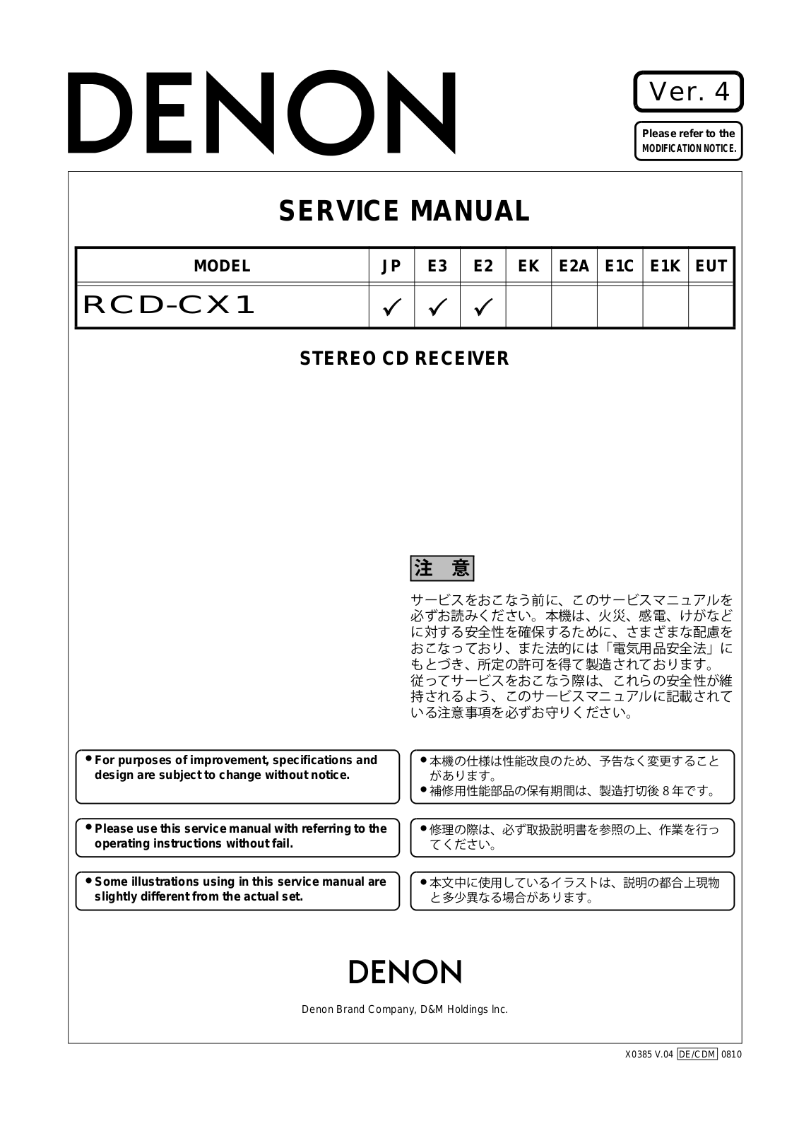 Denon RCD-CX1 Service Manual