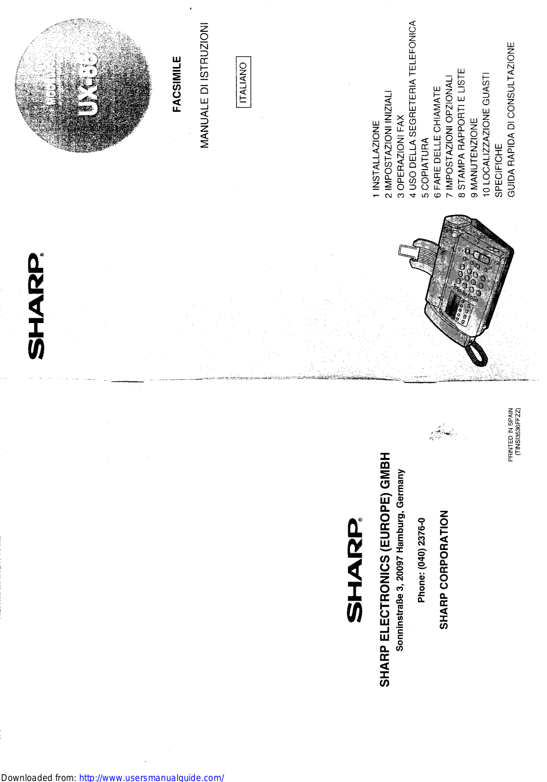 SHARP UX-85 User Manual