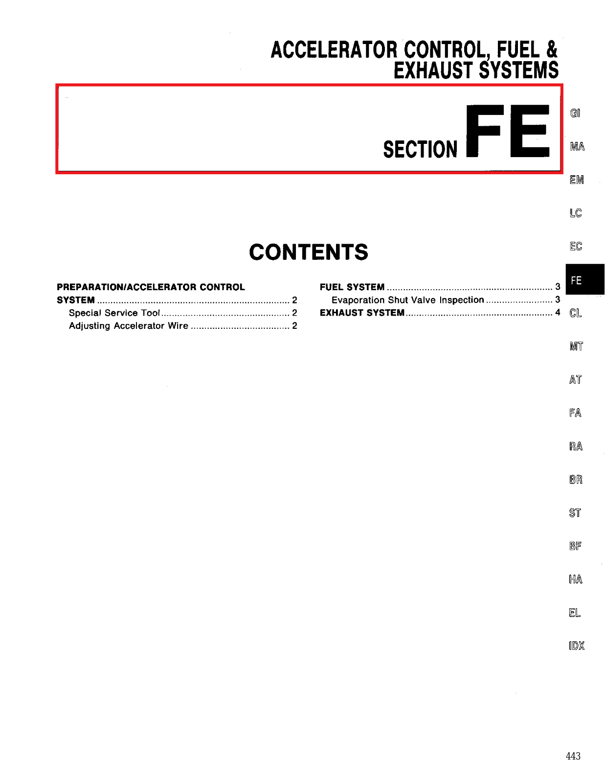 Nissan FE User Manual