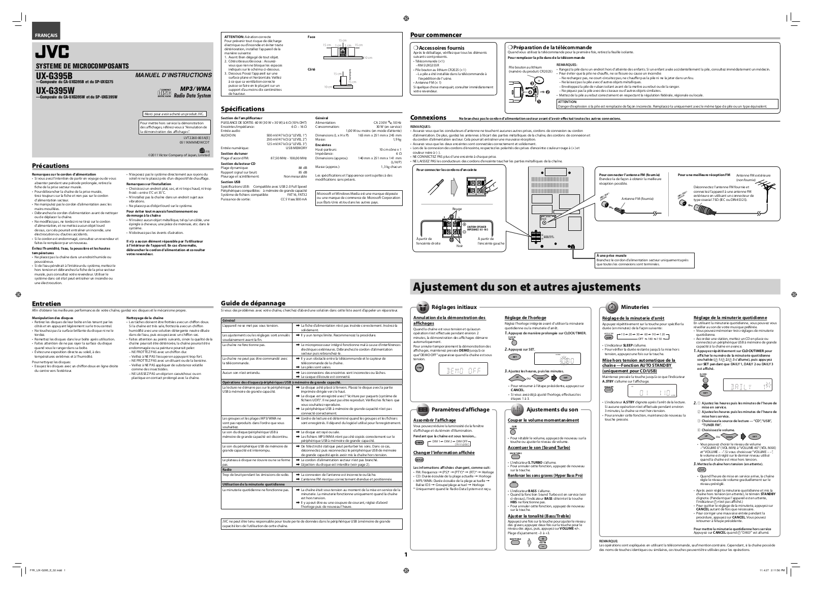 JVC UXG 395 User Manual