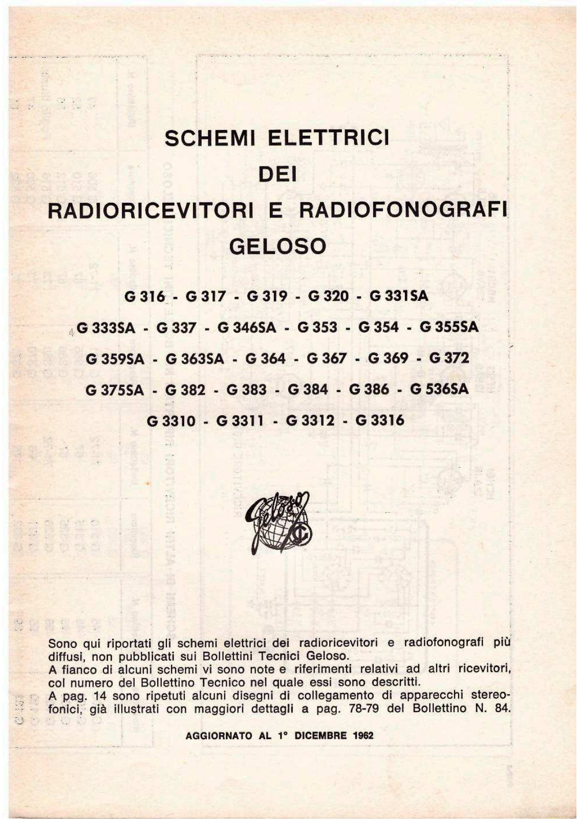 Geloso G316, G317, G319, G320, G331SA schematic