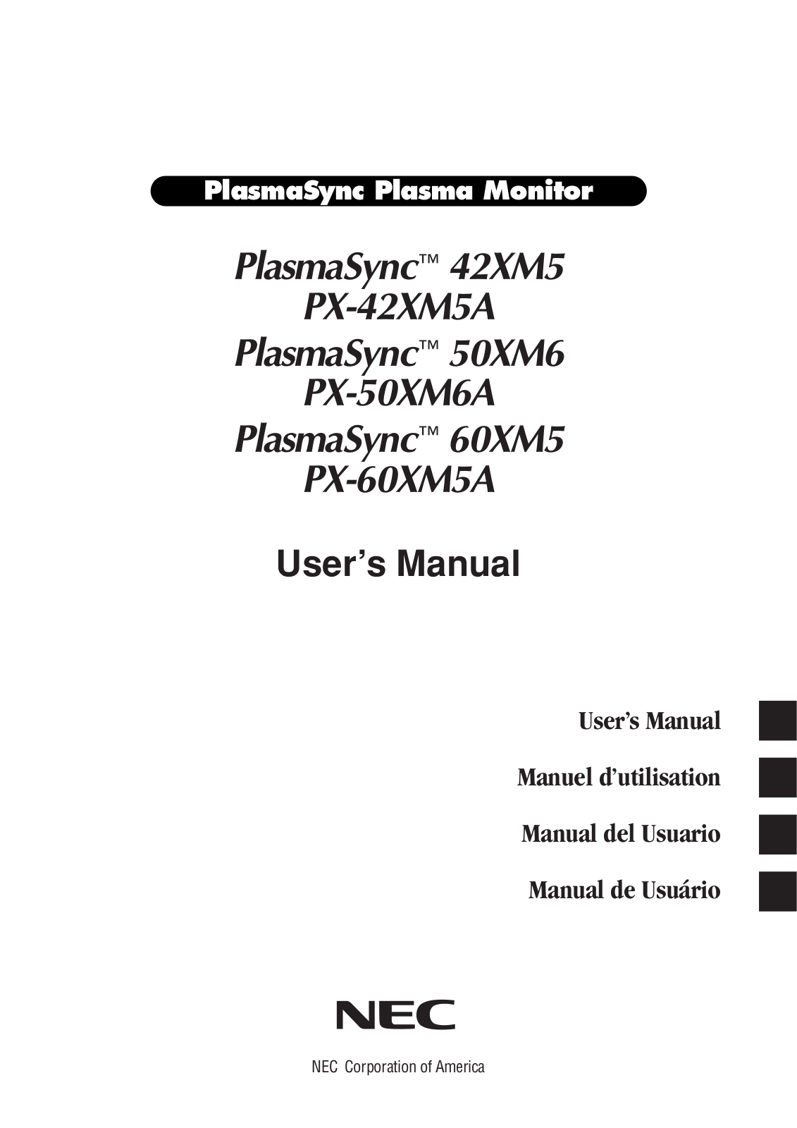 NEC PX-50XM6, PX-60XM5 User Manual