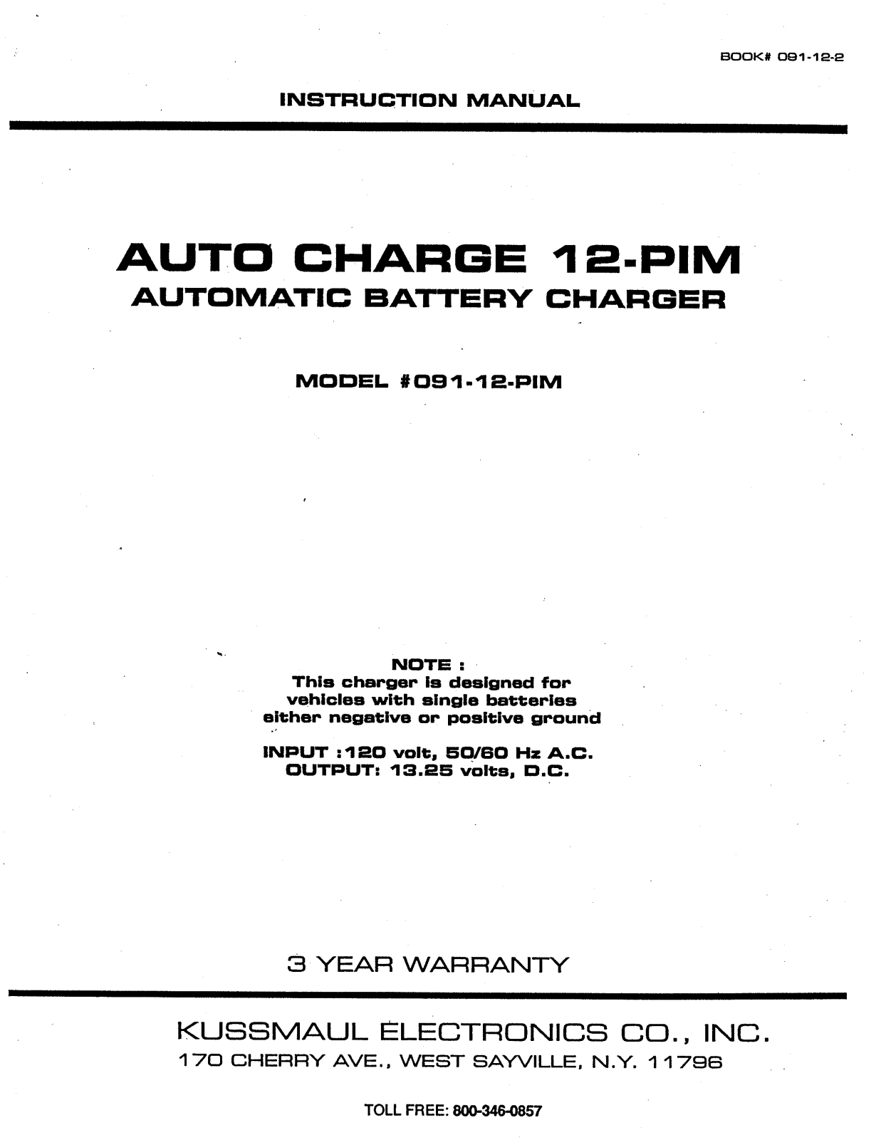 Kussmaul 091-12PIM User Manual