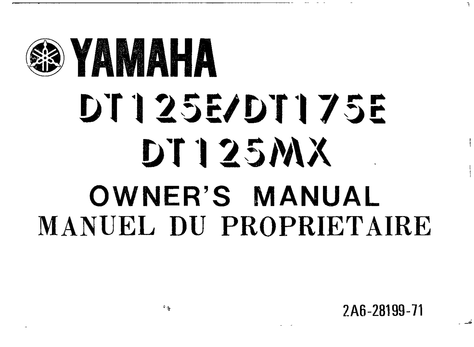 Yamaha DT125 (E), DT175 (E), DT125 (MX) Owner's manual